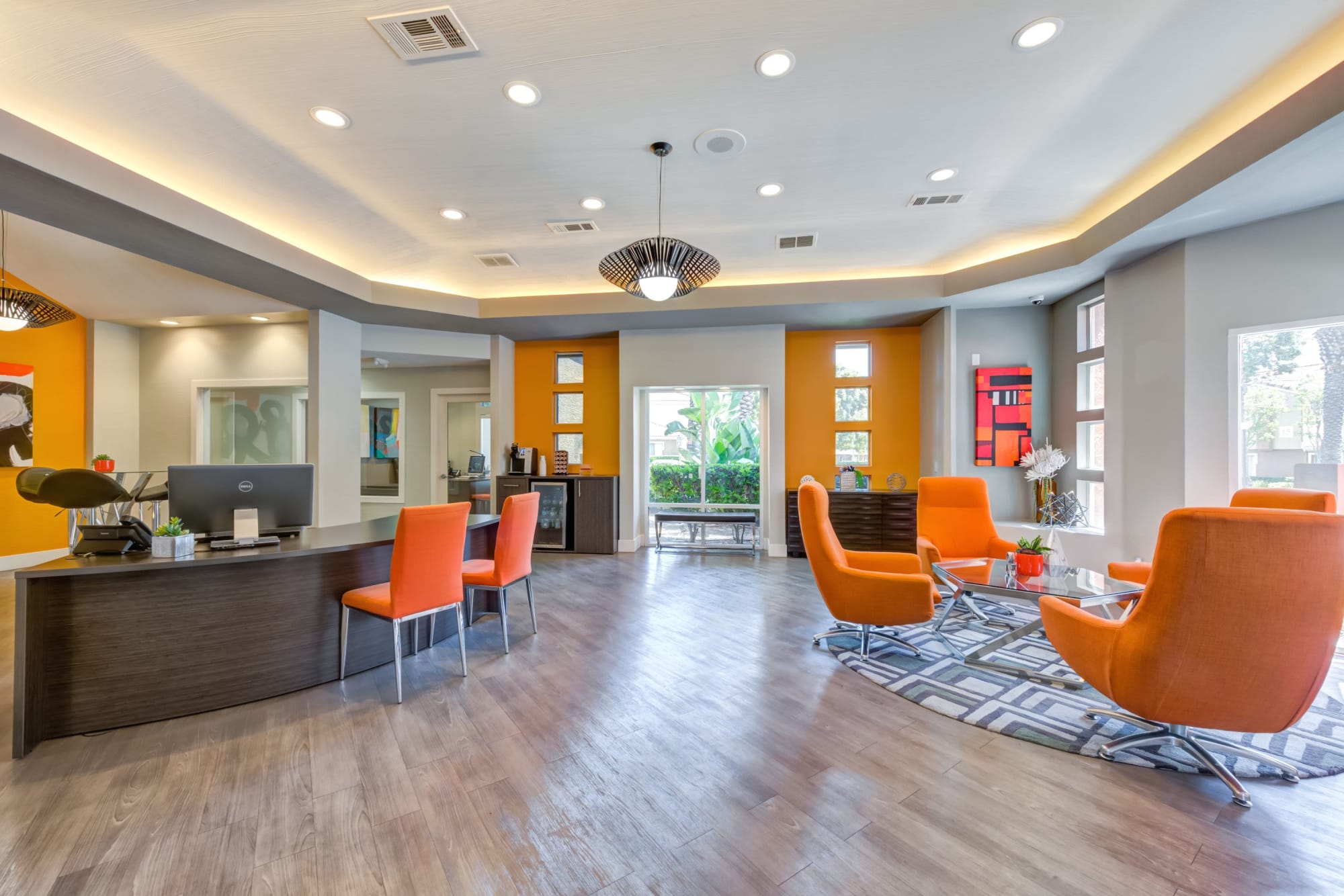 Interior of the clubhouse at Tuscany Village Apartments in Ontario, California