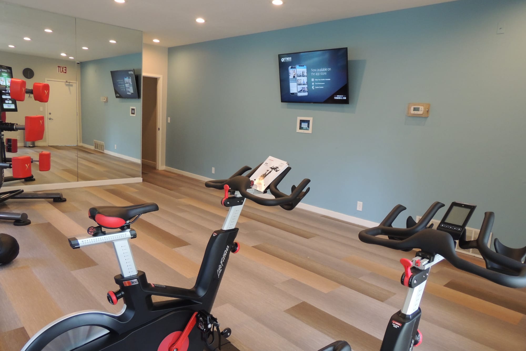 Newly renovated fitness on demand room at Royal Farms Apartments in Salt Lake City, Utah