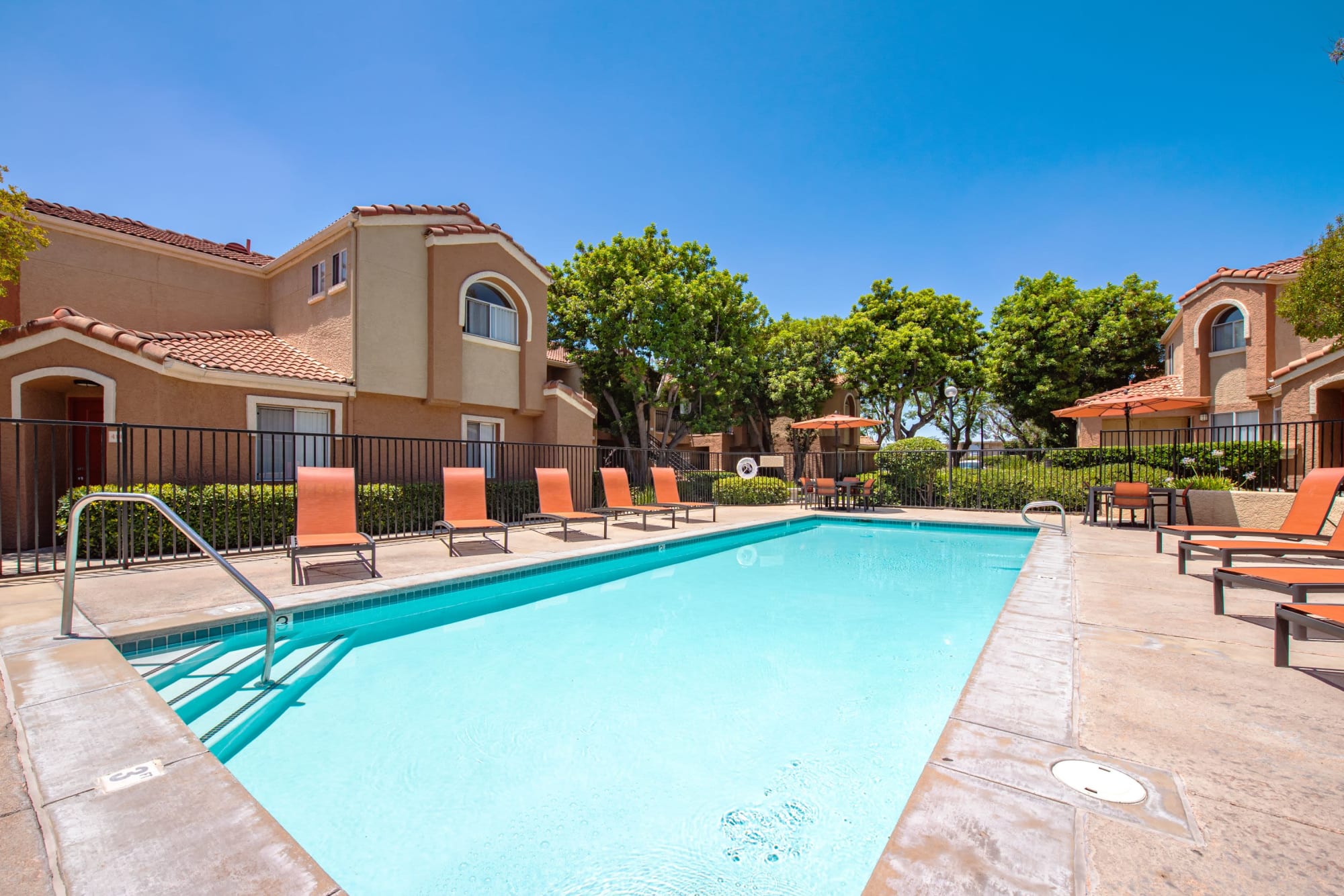 Onsite pool at Tuscany Village Apartments in Ontario, California