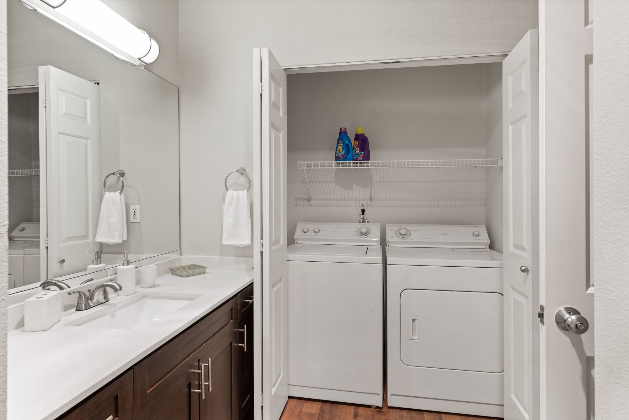 Full sized washer and dryer at Wildreed Apartments in Everett, Washington