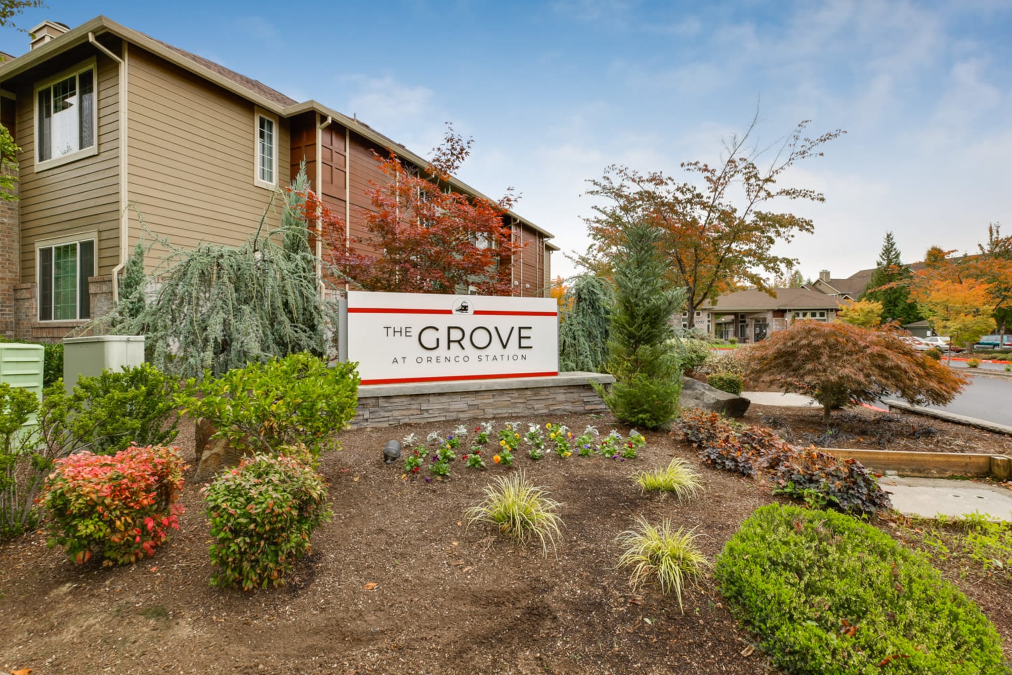 Monument Sign at The Grove at Orenco Station in Hillsboro, Oregon