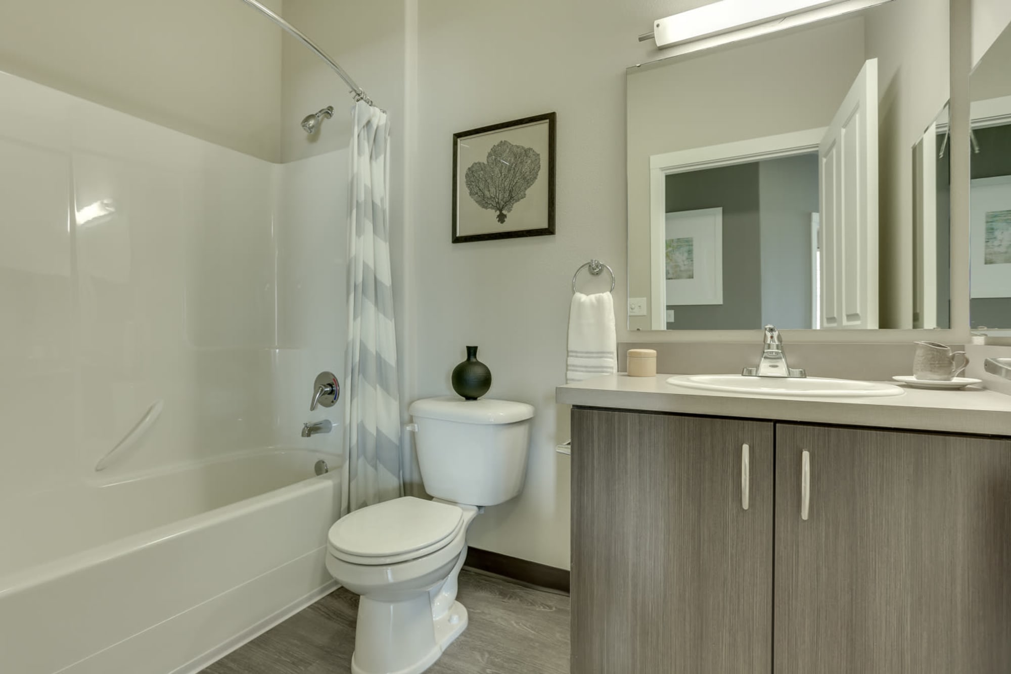 A bathroom at Terrene at the Grove in Wilsonville, Oregon