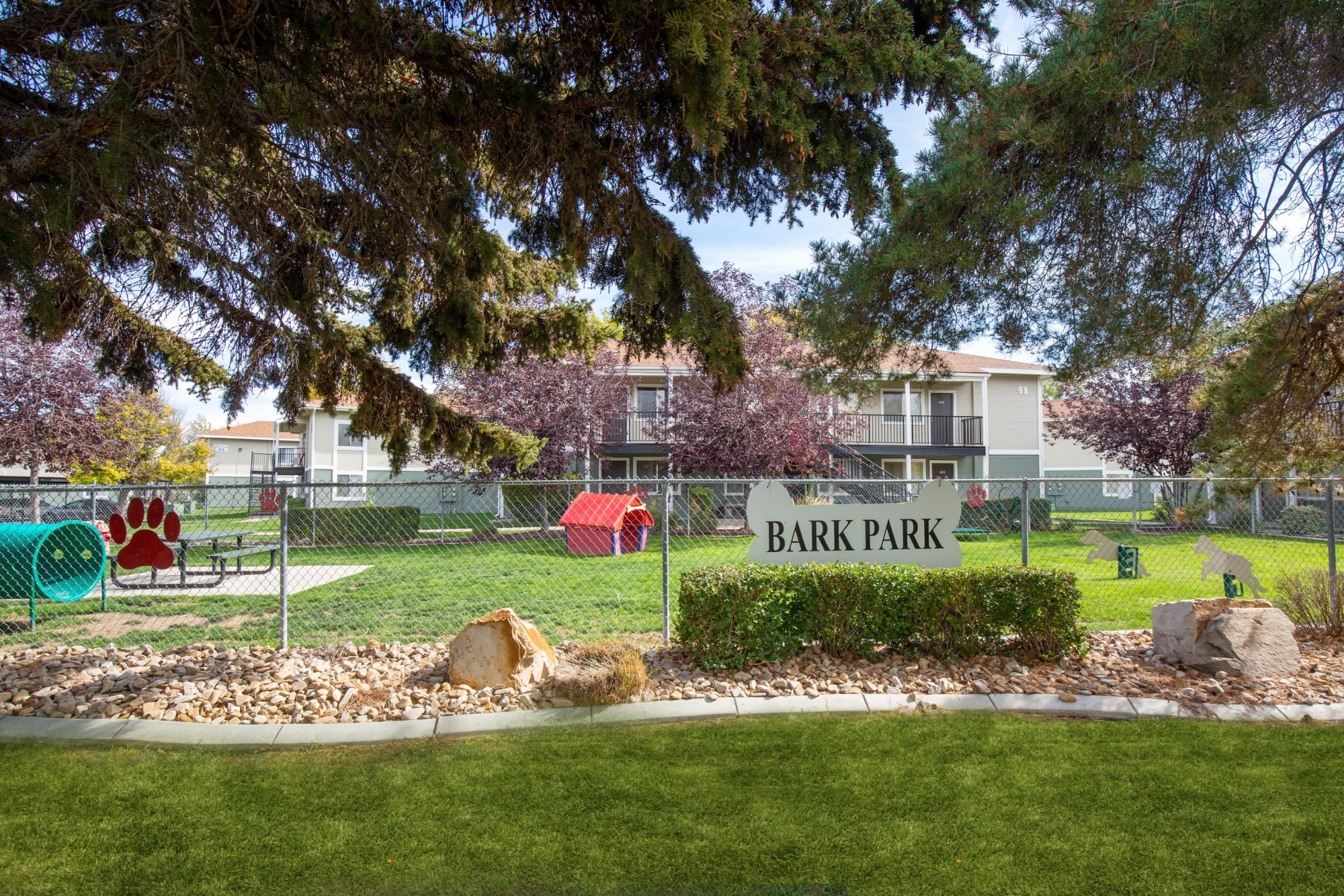 The onsite off-leash dog park at Callaway Apartments in Taylorsville, Utah
