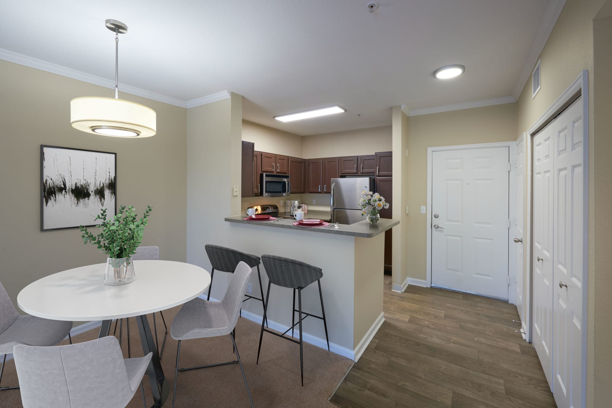 Dining room at Skyecrest Apartments in Lakewood, Colorado