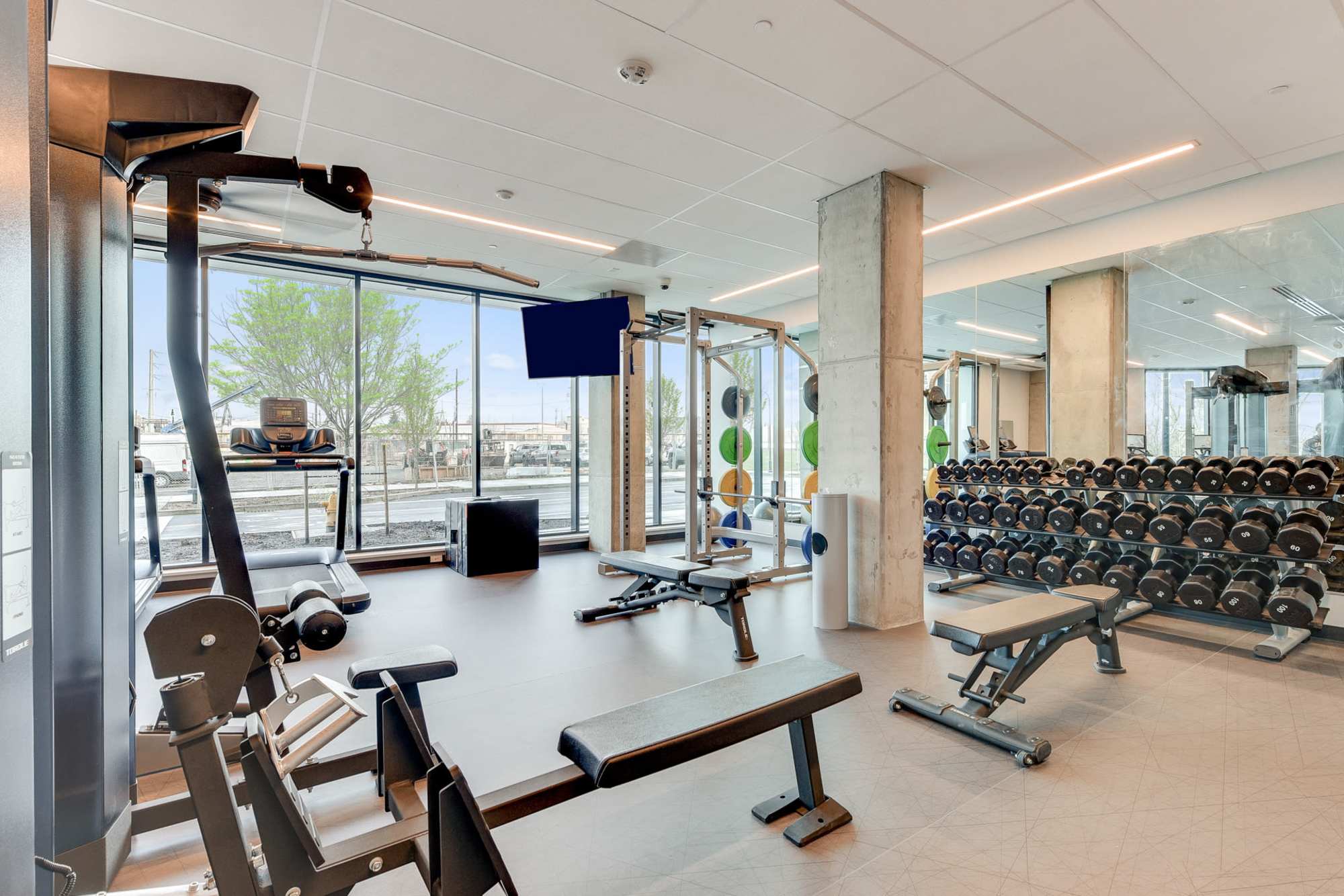 Fitness center with latest gym equipment at The Columbia at the Waterfront in Vancouver, Washington
