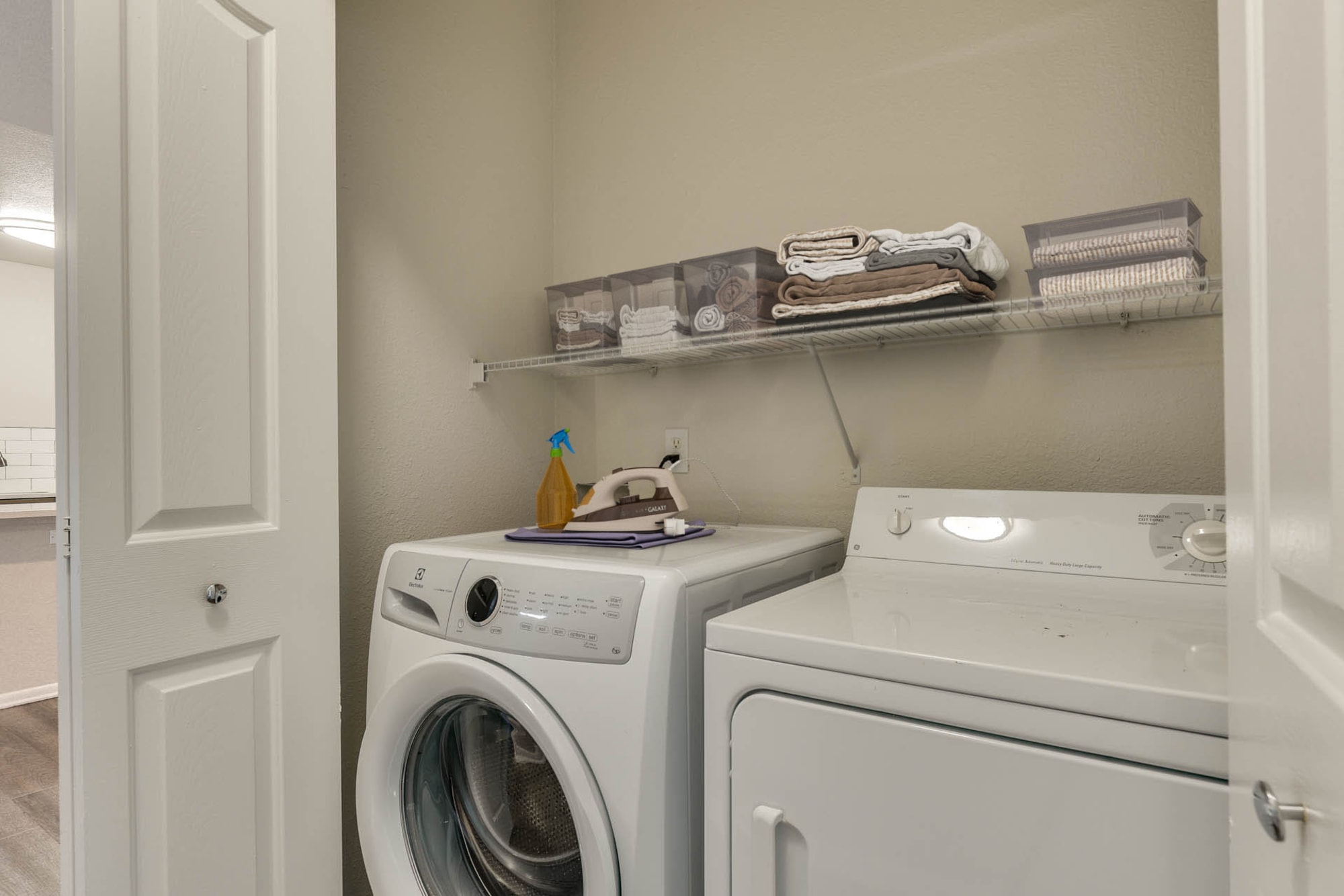 A washer and dryer combo at The Grove at Orenco Station in Hillsboro, Oregon
