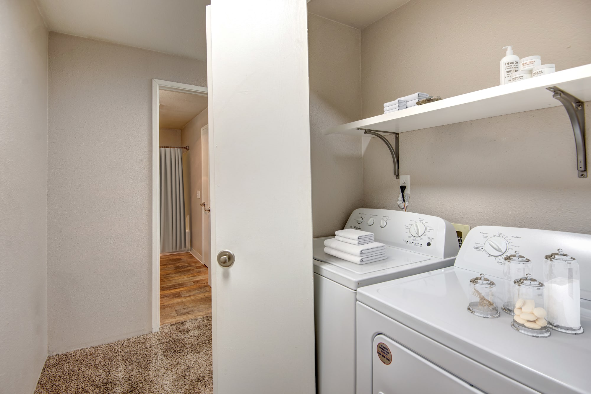 An in-unit washer and dryer at Wellington Apartment Homes in Silverdale, Washington
