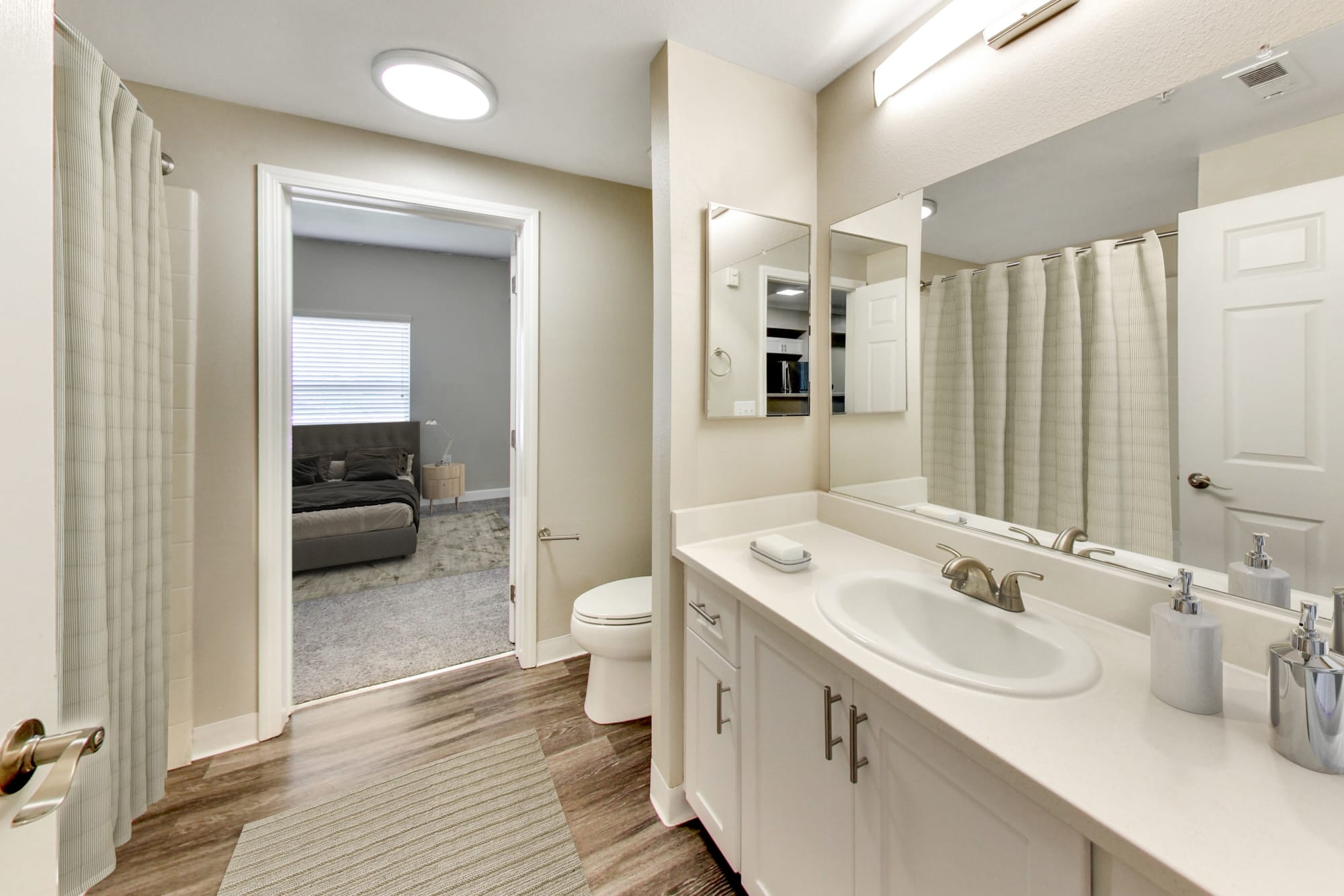 Bathroom in apartment at Avion Apartments in Rancho Cordova, California