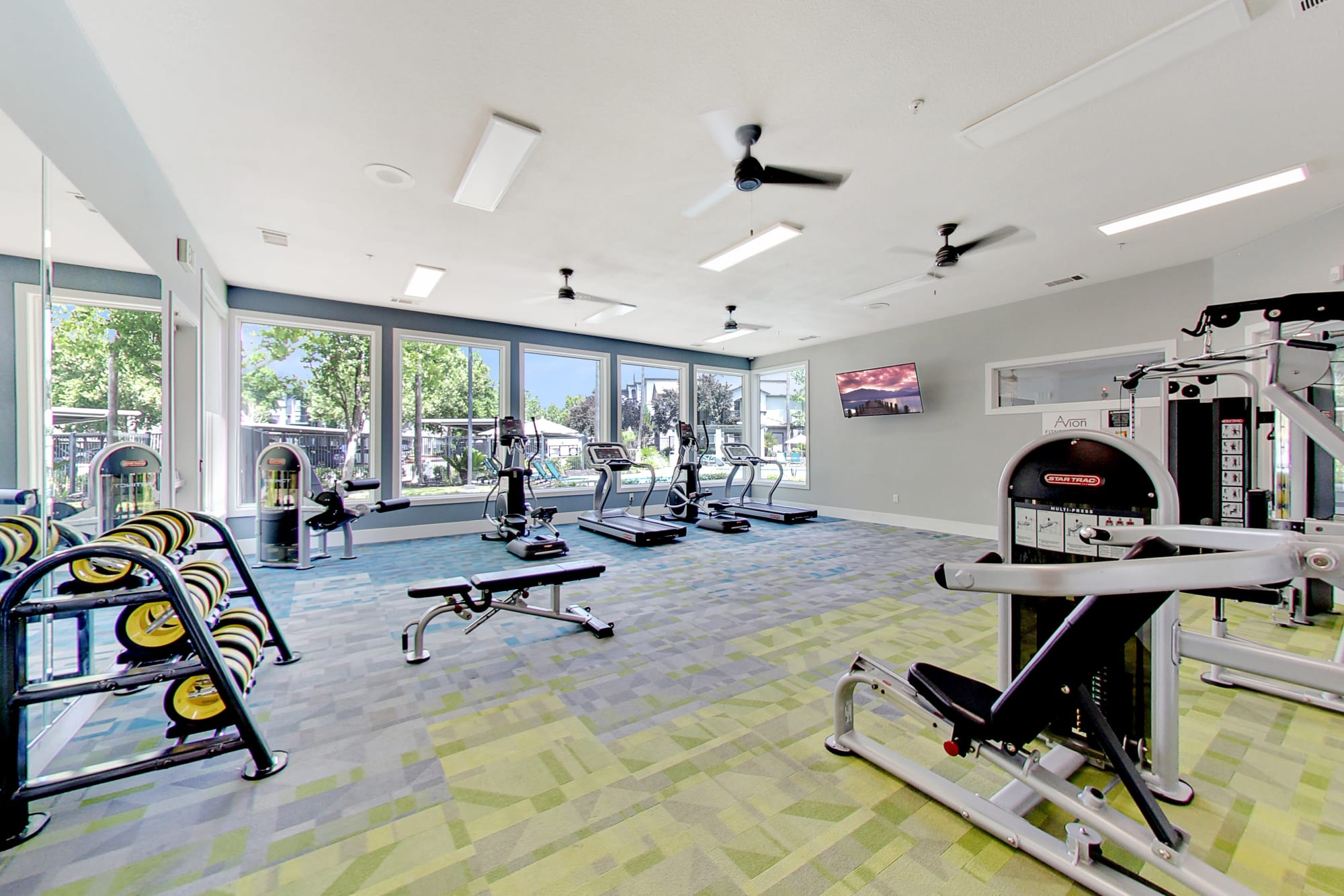 Community fitness center at Avion Apartments in Rancho Cordova, California