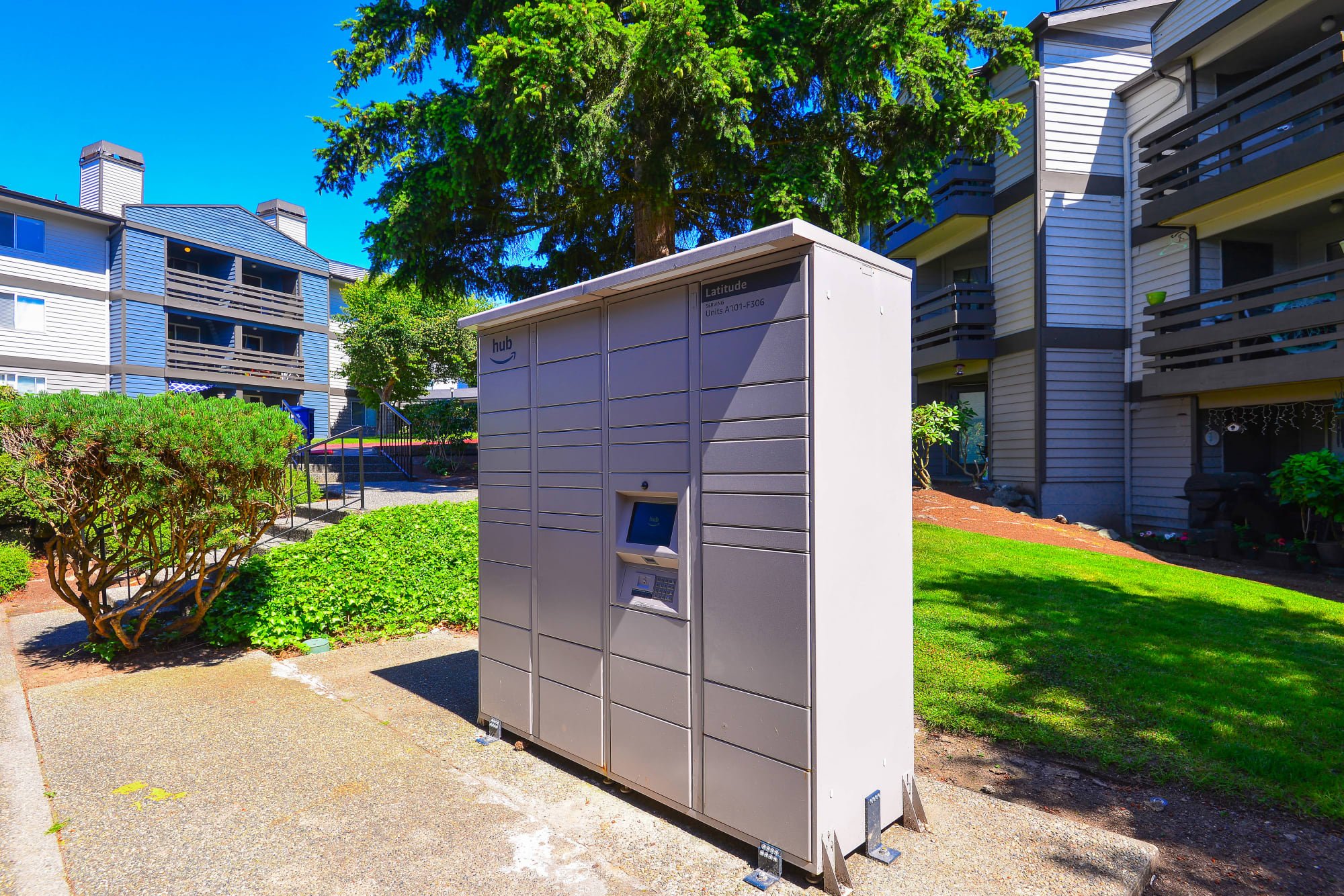 Package lockers at Latitude Apartments in Everett, Washington