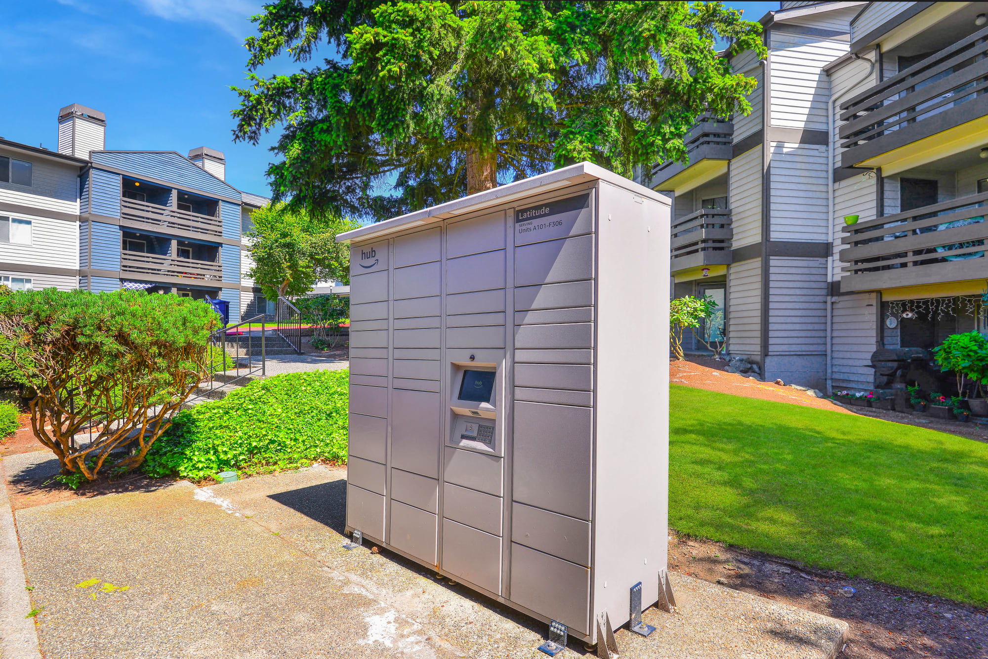 Package lockers at Latitude Apartments in Everett, Washington