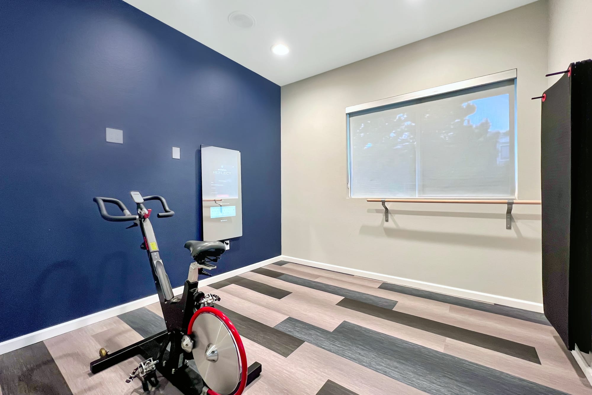 Fitness On Demand Room with Mirror at Alton Green Apartments in Denver, Colorado