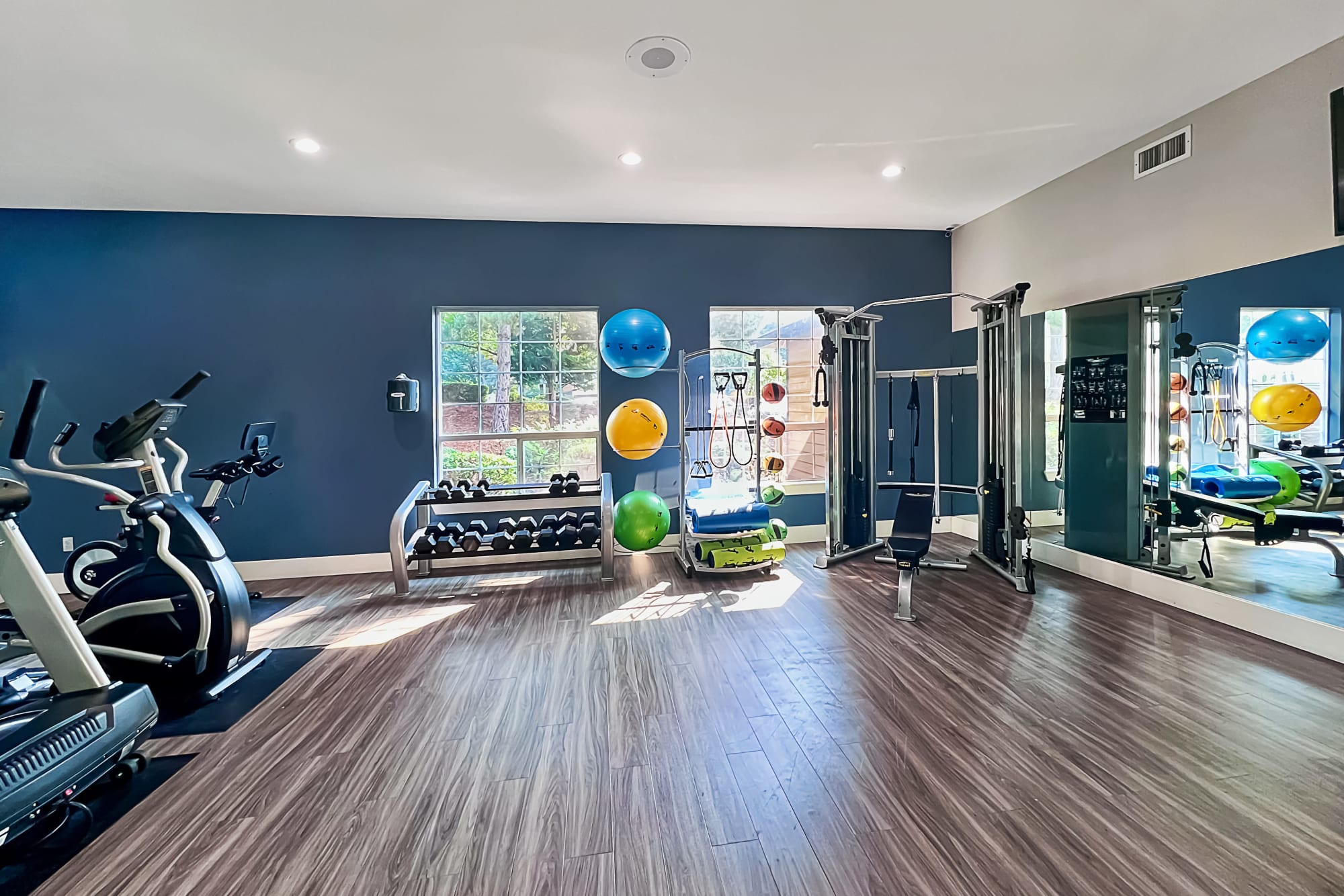 Fitness center at Newport Crossing Apartments in Newcastle, Washington