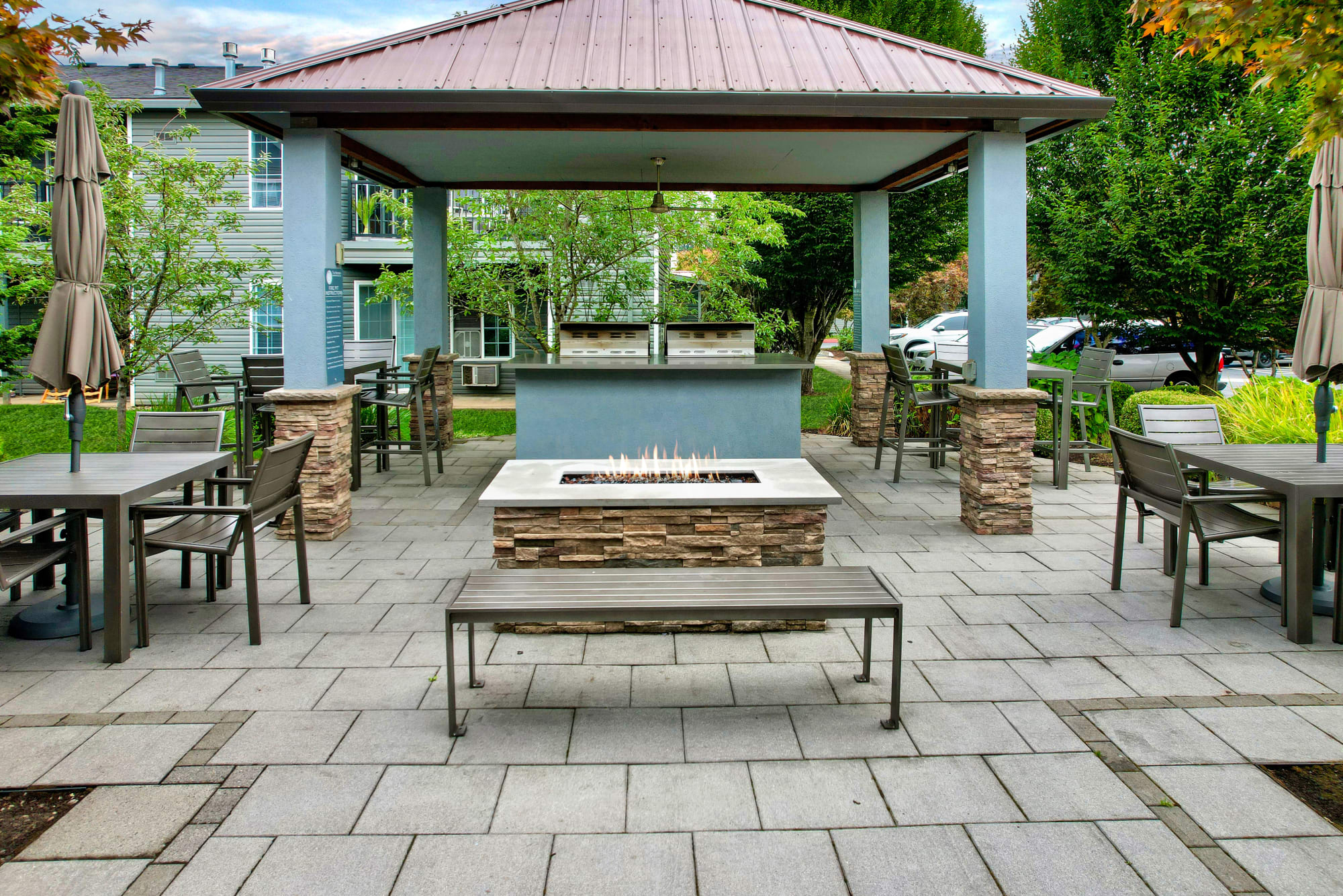 Fire Pit BBQ Area at The Addison Apartments in Vancouver, Washington