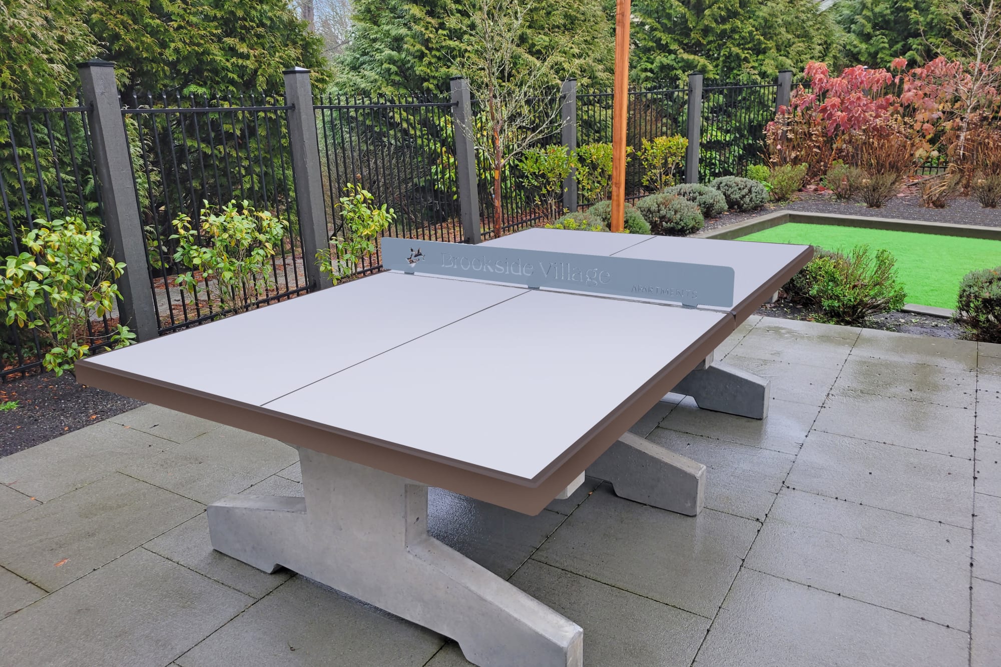 Outdoor Concrete Ping Pong Table at Brookside Village in Auburn, Washington