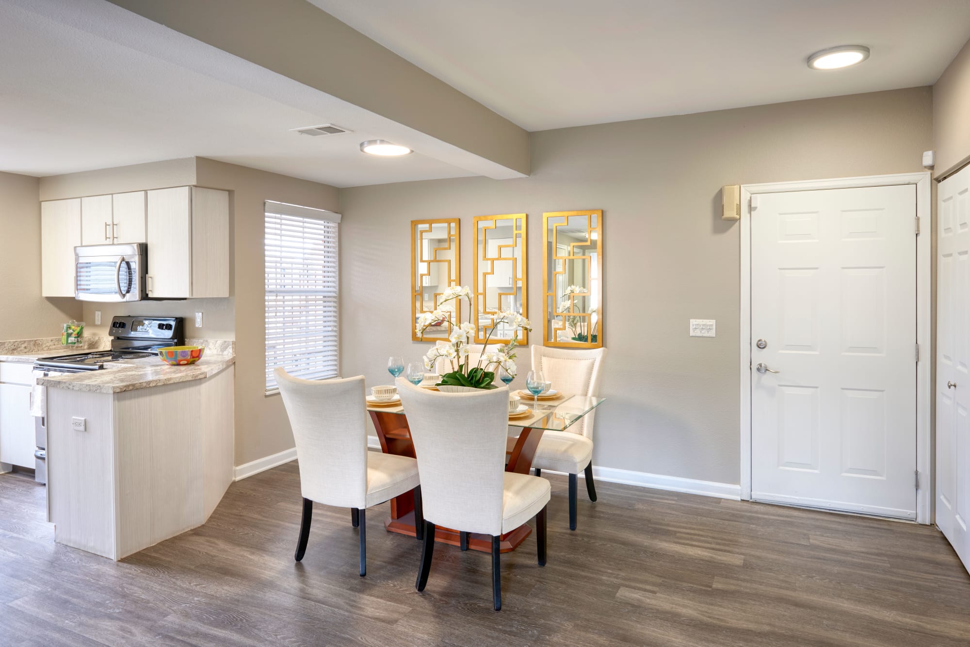 Furnished dining room at Villas at Homestead Apartments in Englewood, Colorado