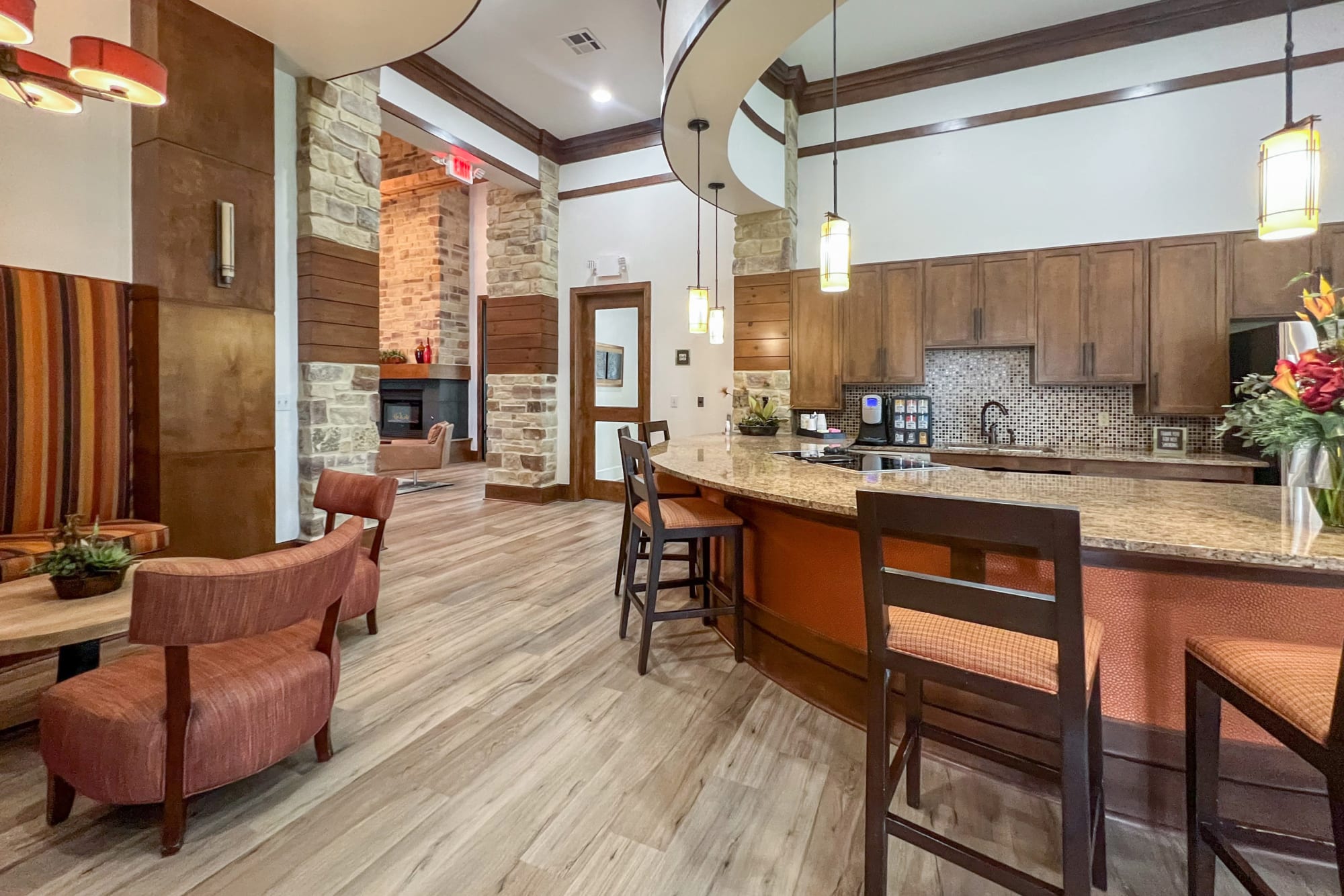 Community Clubhouse with Lounge and Kitchen at Broadstone Grand Avenue in Pflugerville, Texas