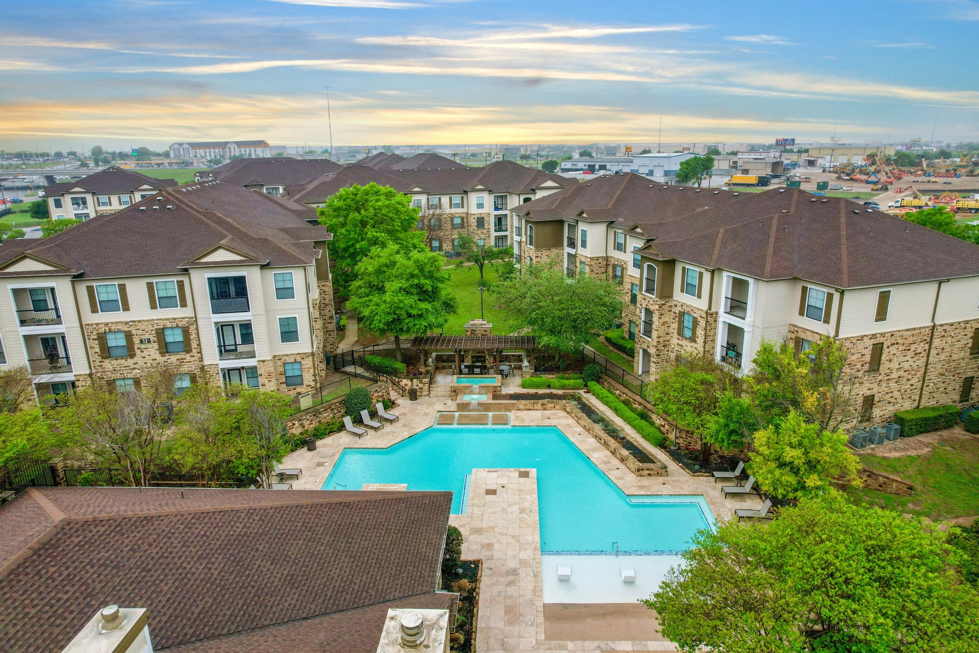 Aerial Pool View at Broadstone Grand Avenue in Pflugerville, Texas