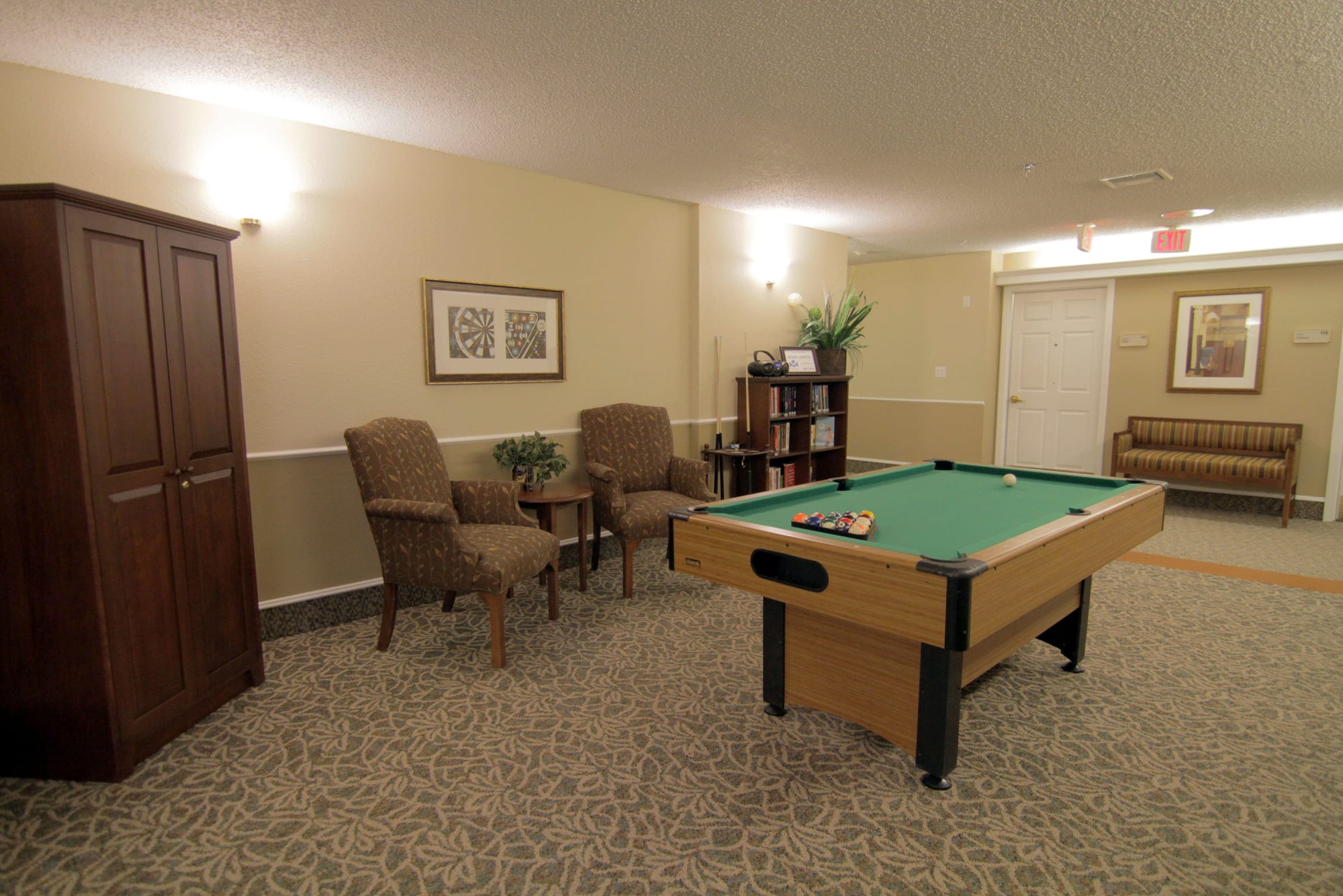game room with a pool table at Oxford Springs Edmond in Edmond, Oklahoma