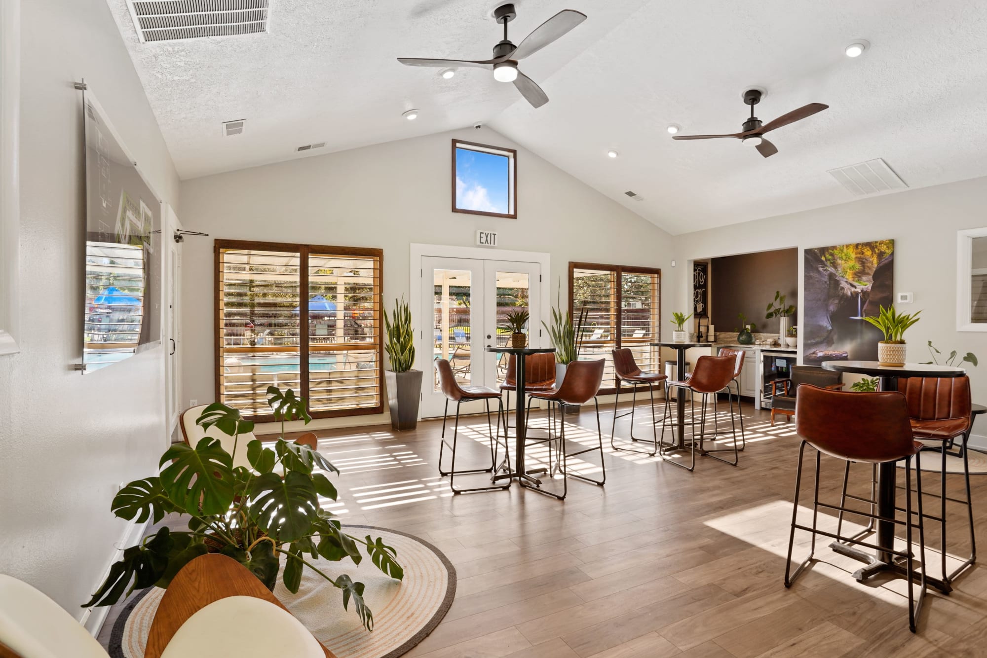 Interior clubhouse lounge area at Royal Ridge Apartments in Midvale, Utah