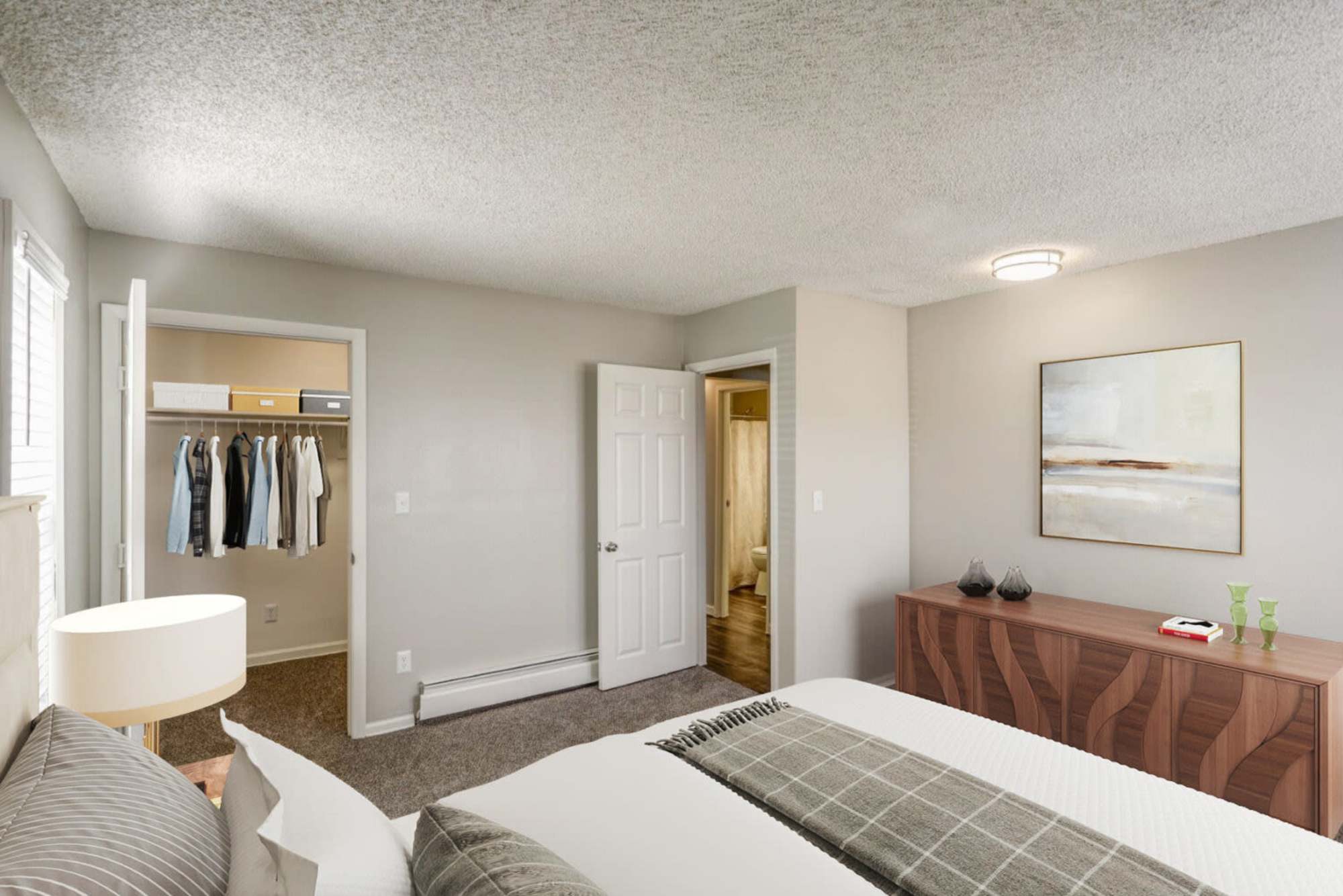 Spacious master bedroom at Ascent at Lowry in Denver, Colorado