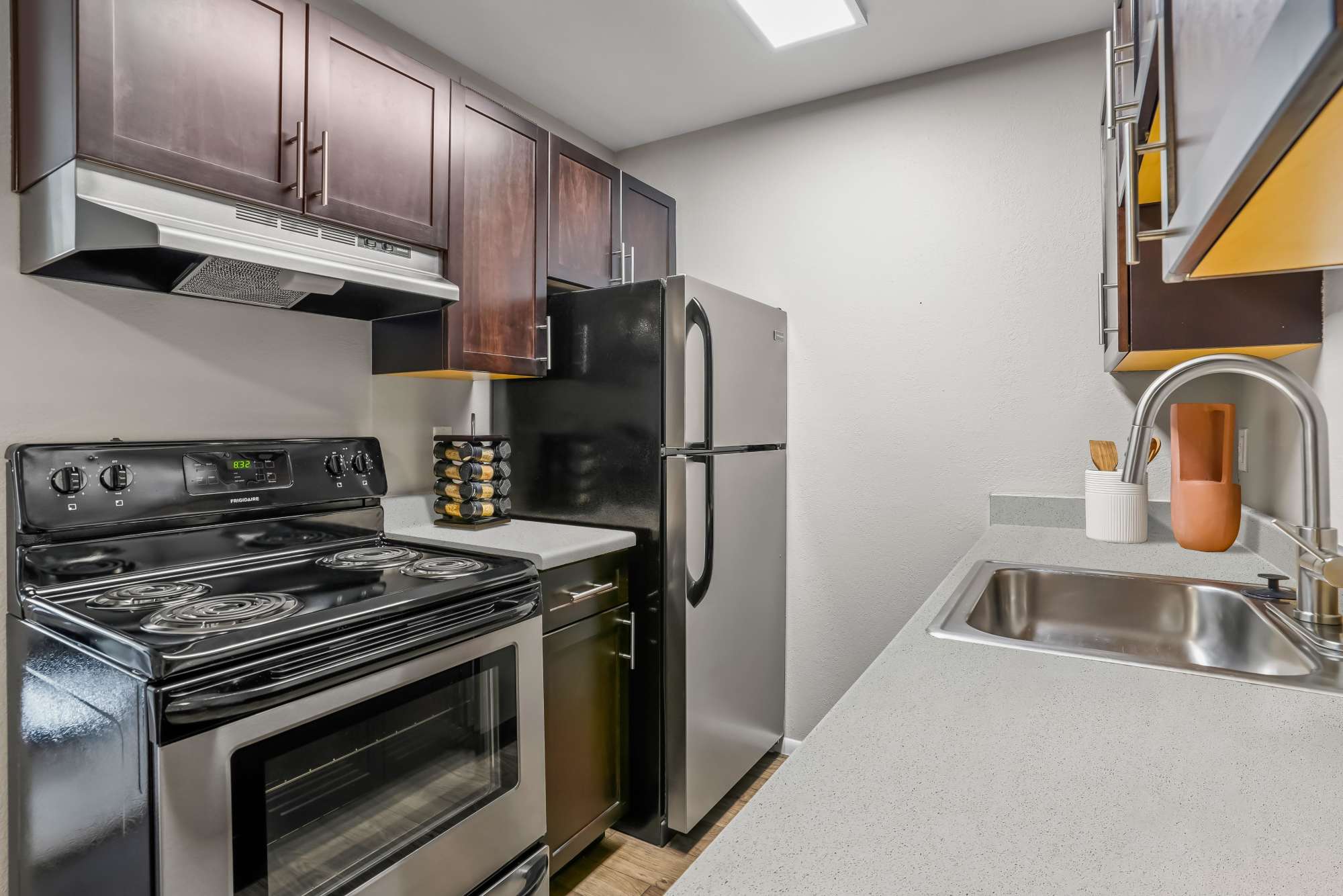 Recently renovated dining room and kitchen at Callaway Apartments in Taylorsville, Utah