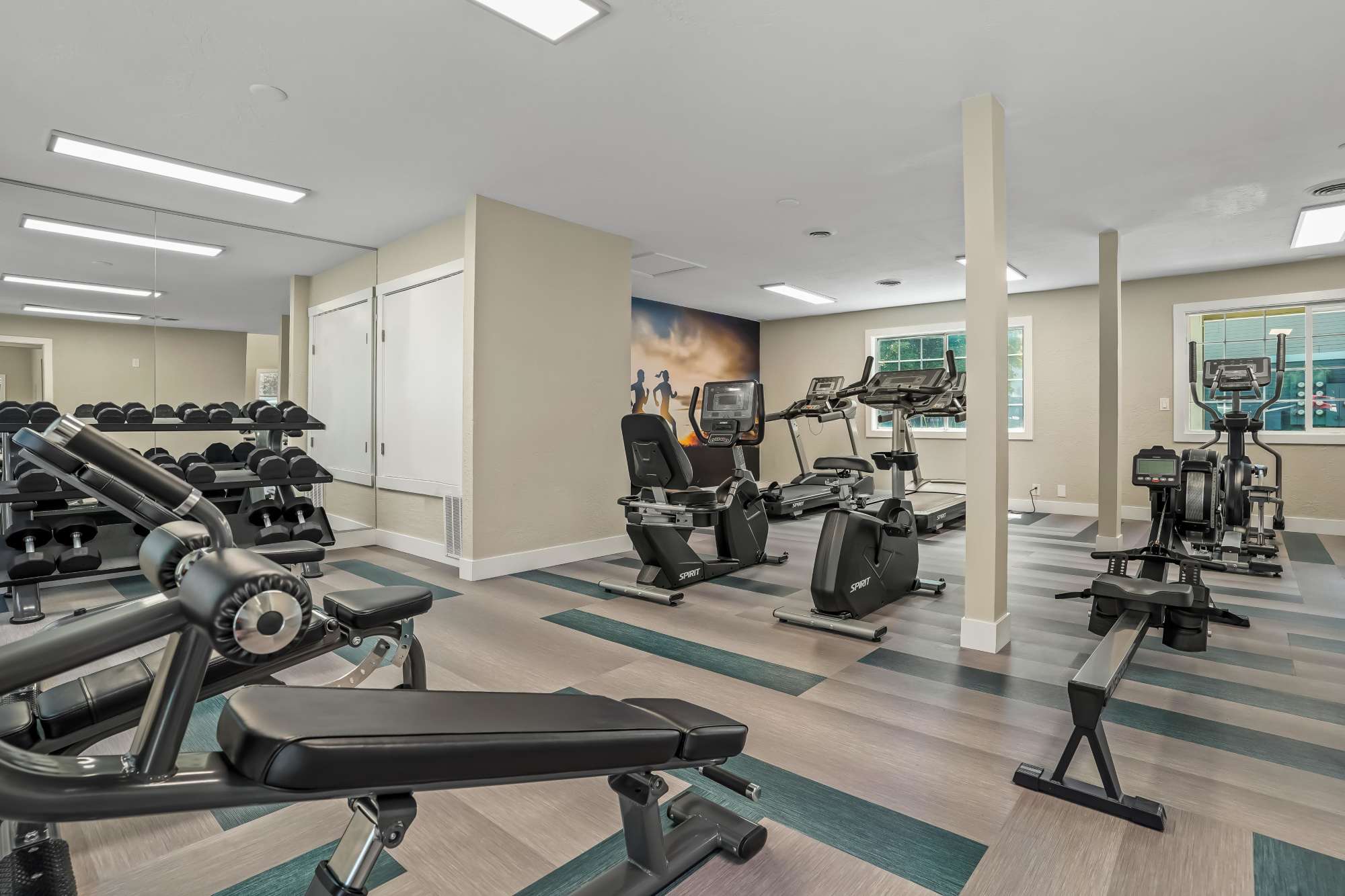 Large Fully-Equipped Fitness Center at Callaway Apartments in Taylorsville, Utah