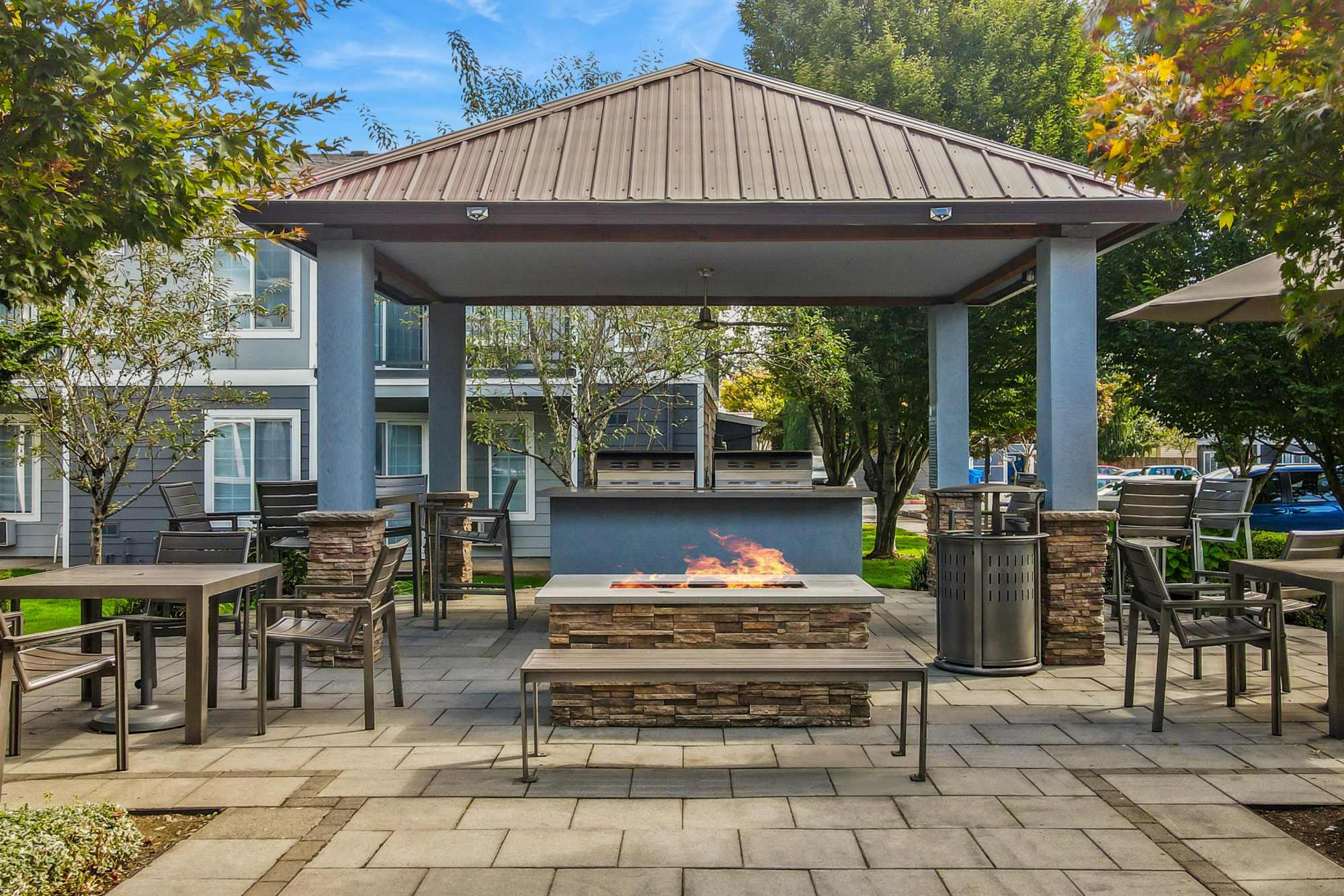 Fire Pit BBQ Area at The Addison Apartments in Vancouver, Washington