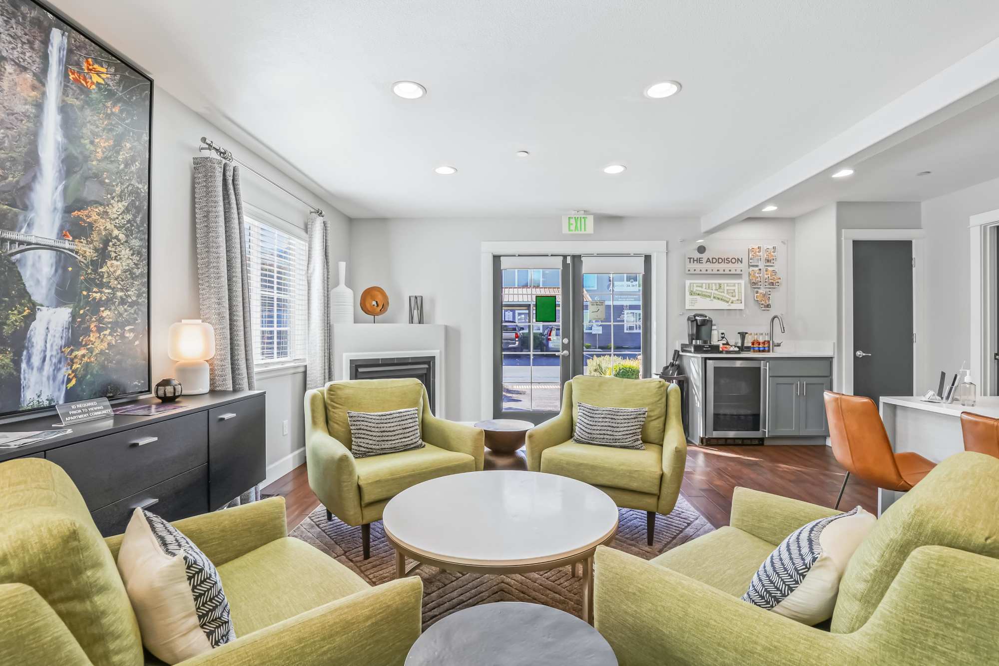 Interior of the office and clubhouse at The Addison Apartments in Vancouver, Washington