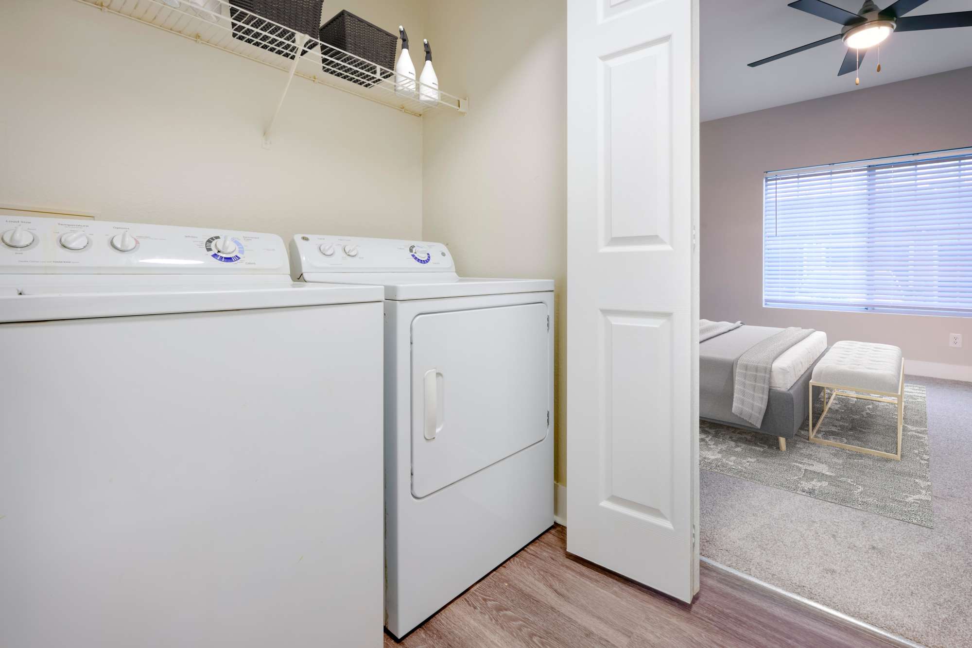 Washer and dryer at The Crossings at Bear Creek Apartments in Lakewood, Colorado