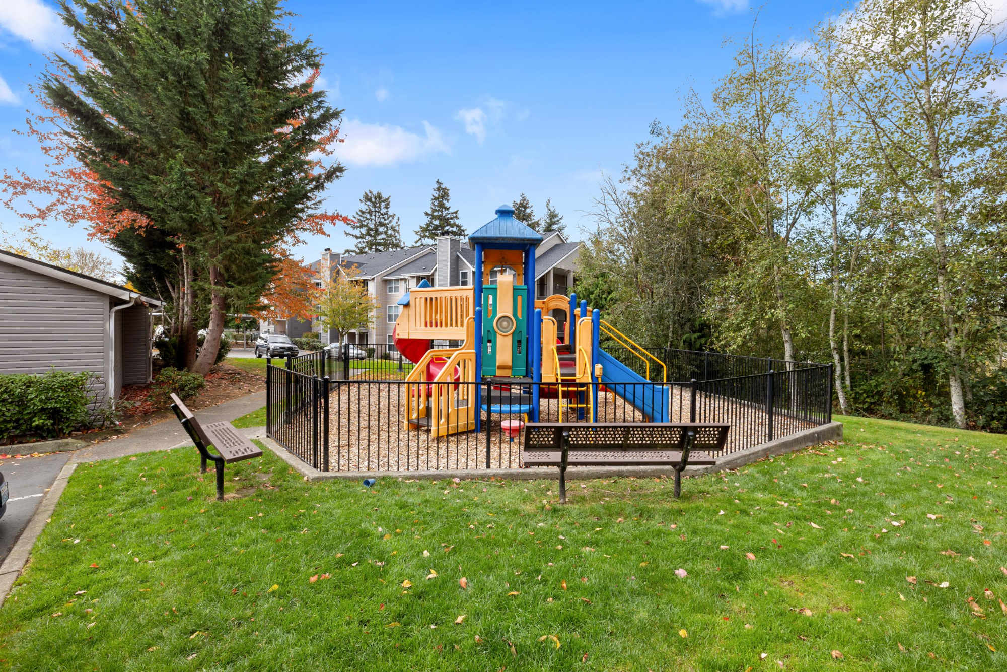 The playground at HighGrove Apartments in Everett, Washington