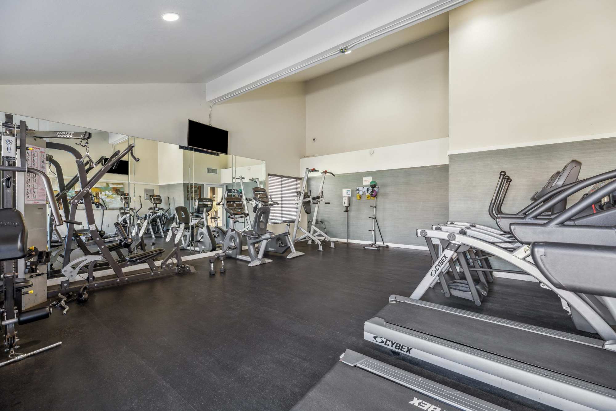 Cardio equipment in the fitness center at Portofino Townhomes in Wilmington, California