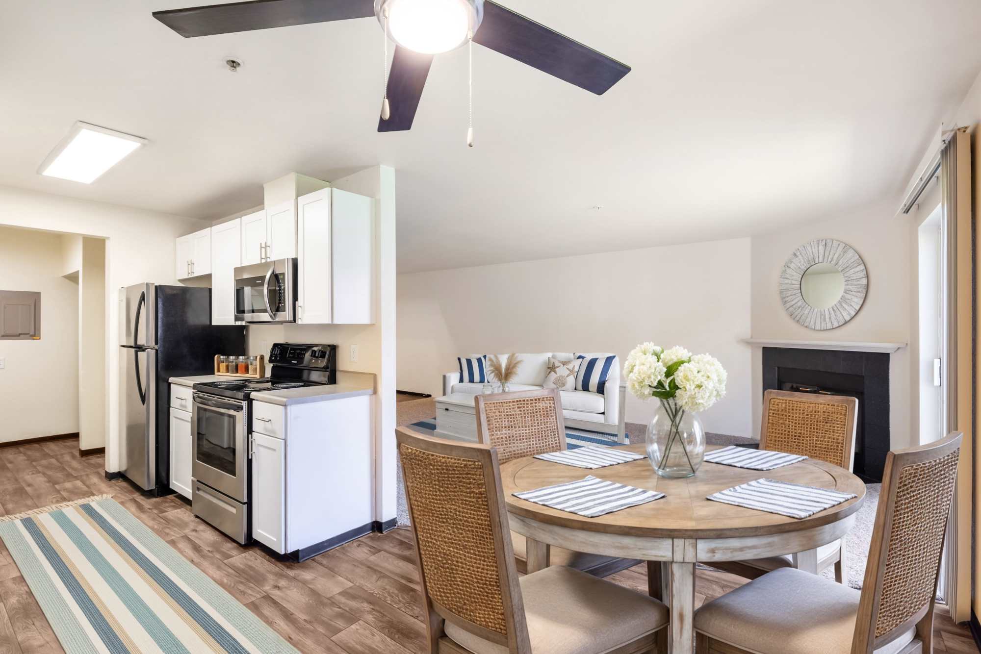 Spacious apartment with open-style dining area at Renaissance at 29th Apartments in Vancouver, Washington