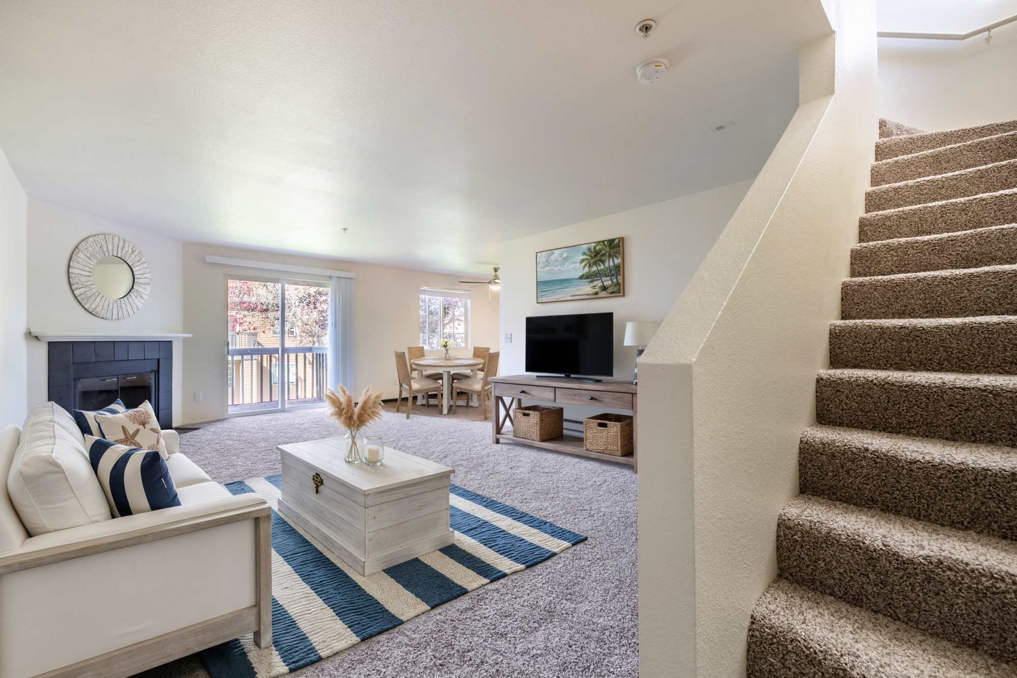 Duplex living room at Renaissance at 29th Apartments in Vancouver, Washington