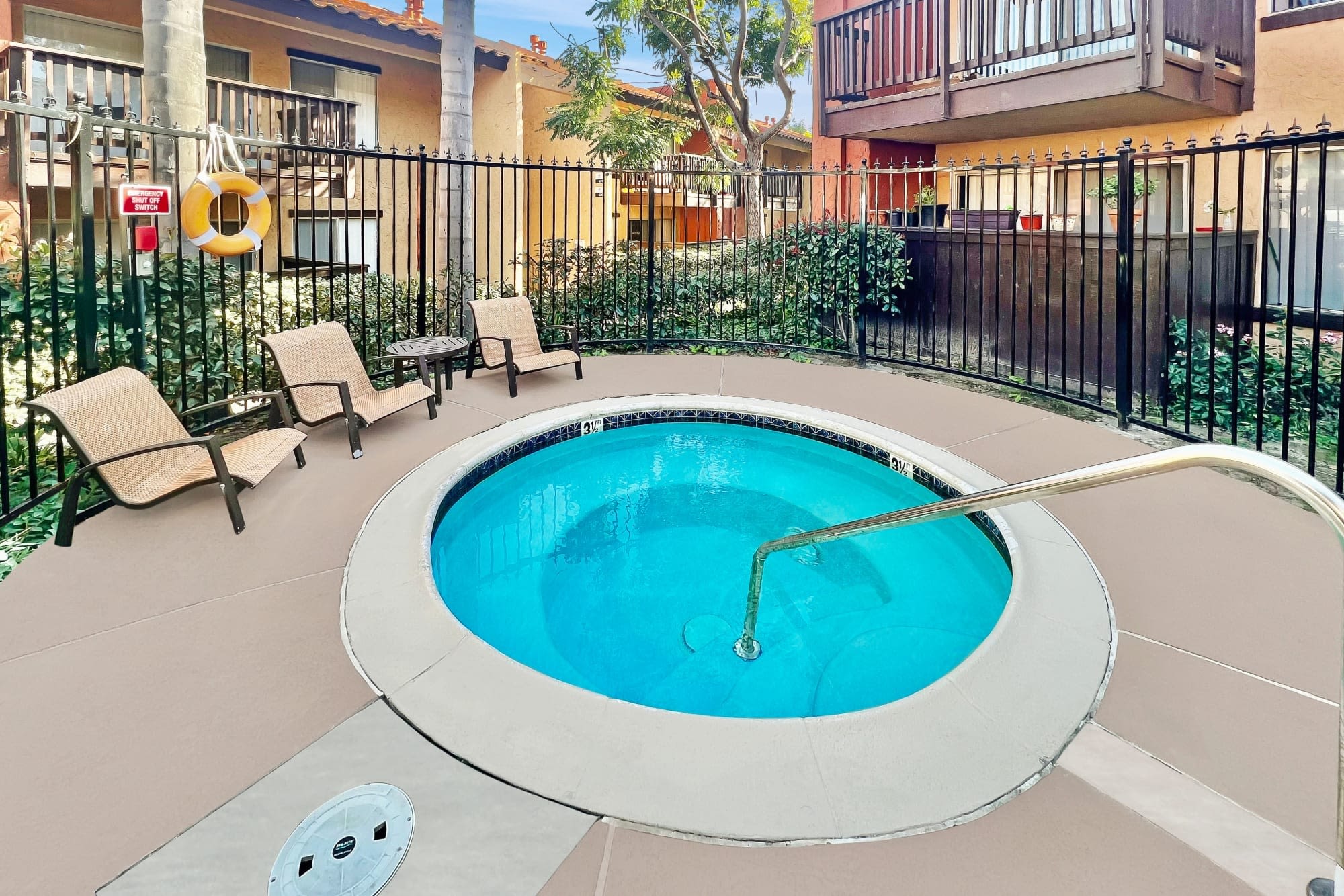 Spa with seating area at Shadow Ridge Apartments in Oceanside, California 