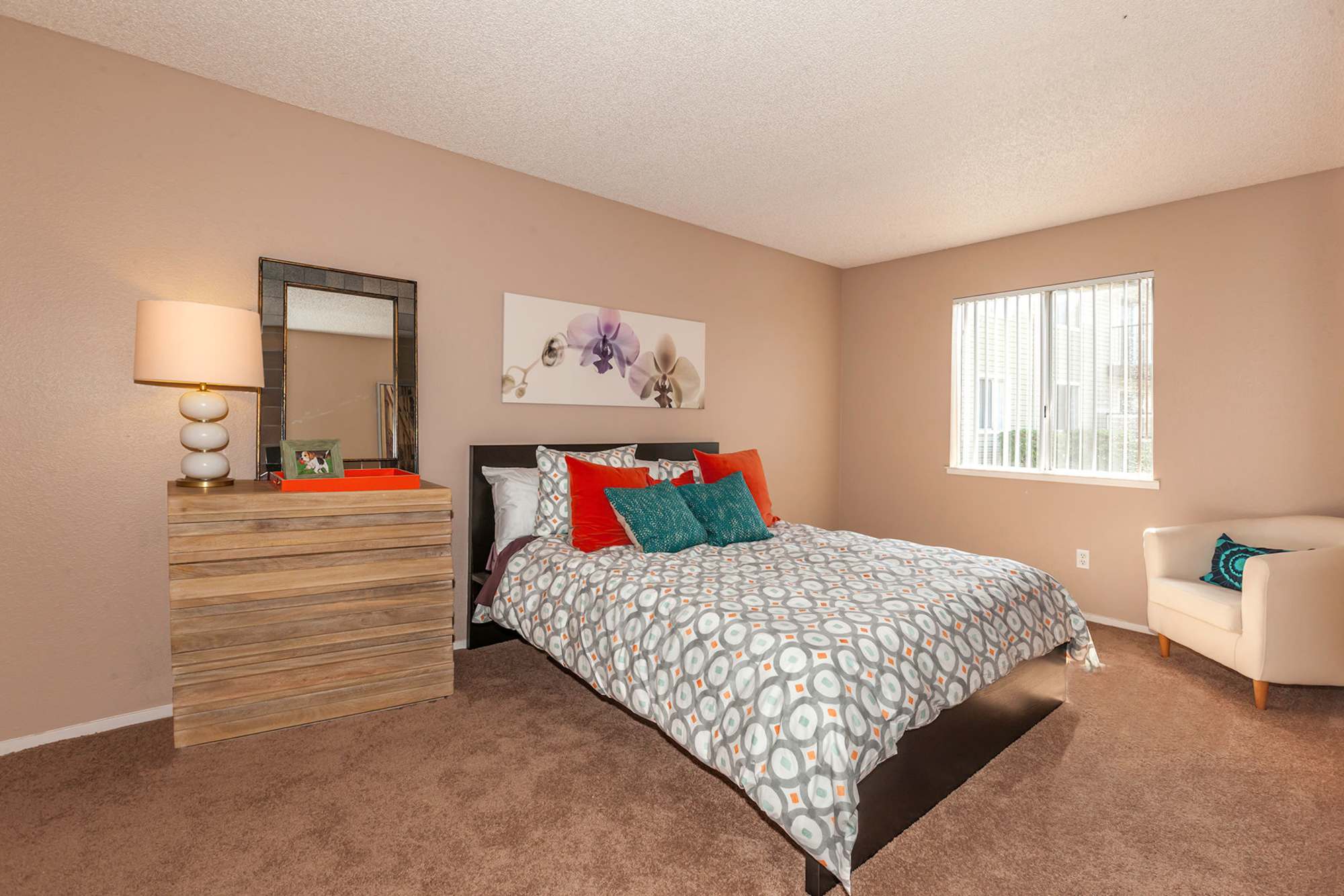 Bedroom at The Woodlands Apartments in Sacramento,California