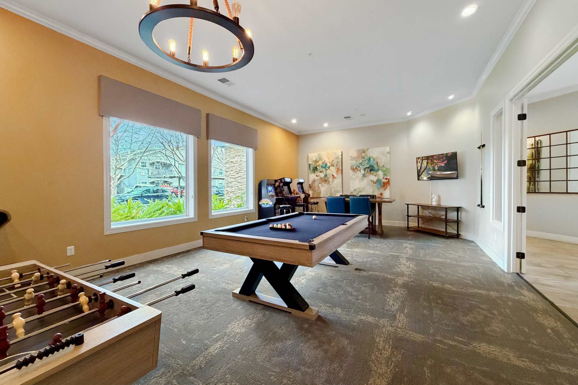 Billiards room at Hawthorn Village Apartments in Napa,California