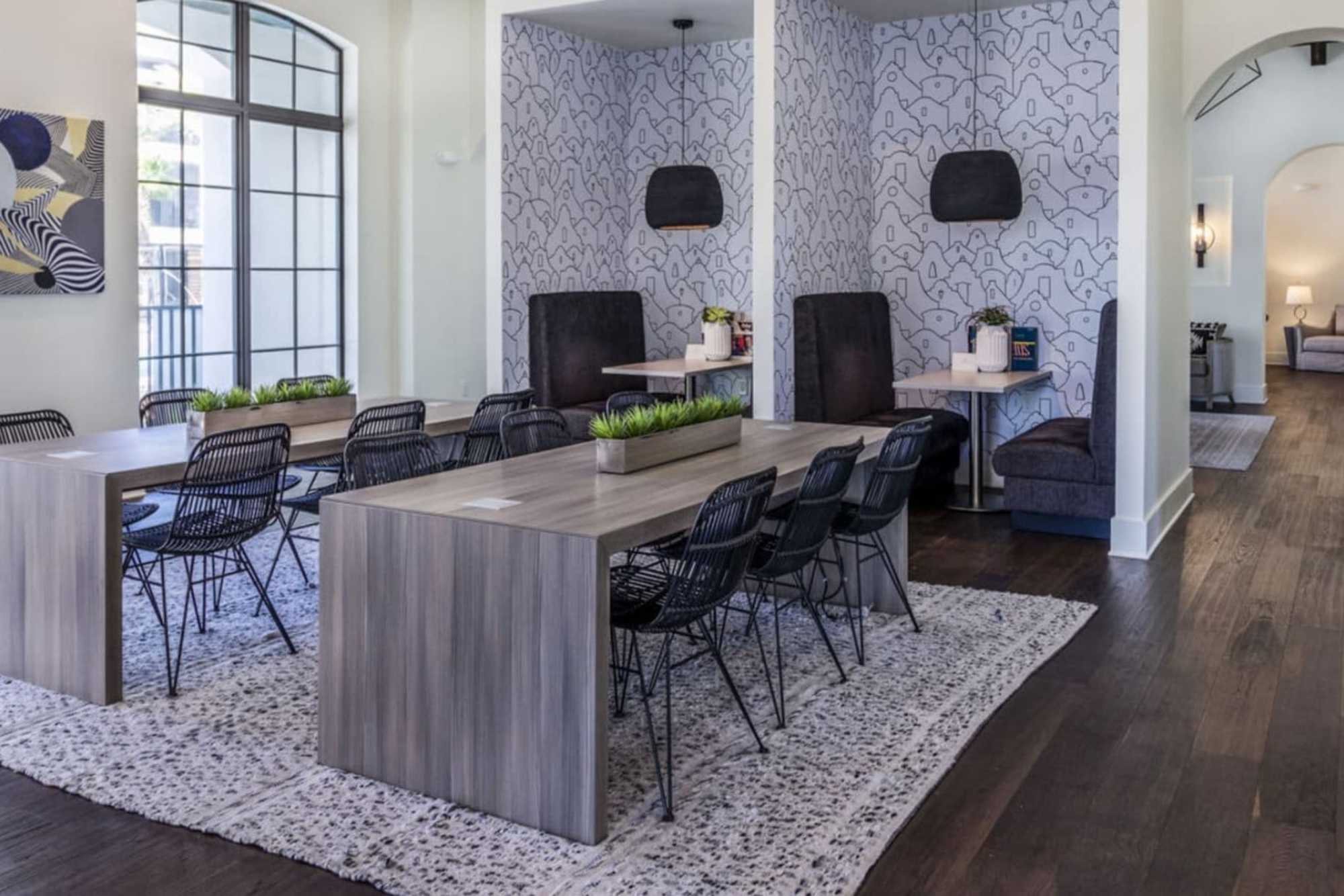 Modern lounge with seating and stylish decor at Brisa at St. Augustine in St. Augustine, Florida