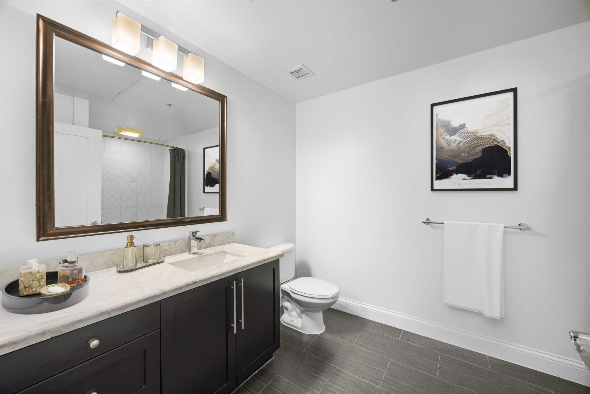 Spacious bathroom at La Belle at Hollywood Tower in Los Angeles, California