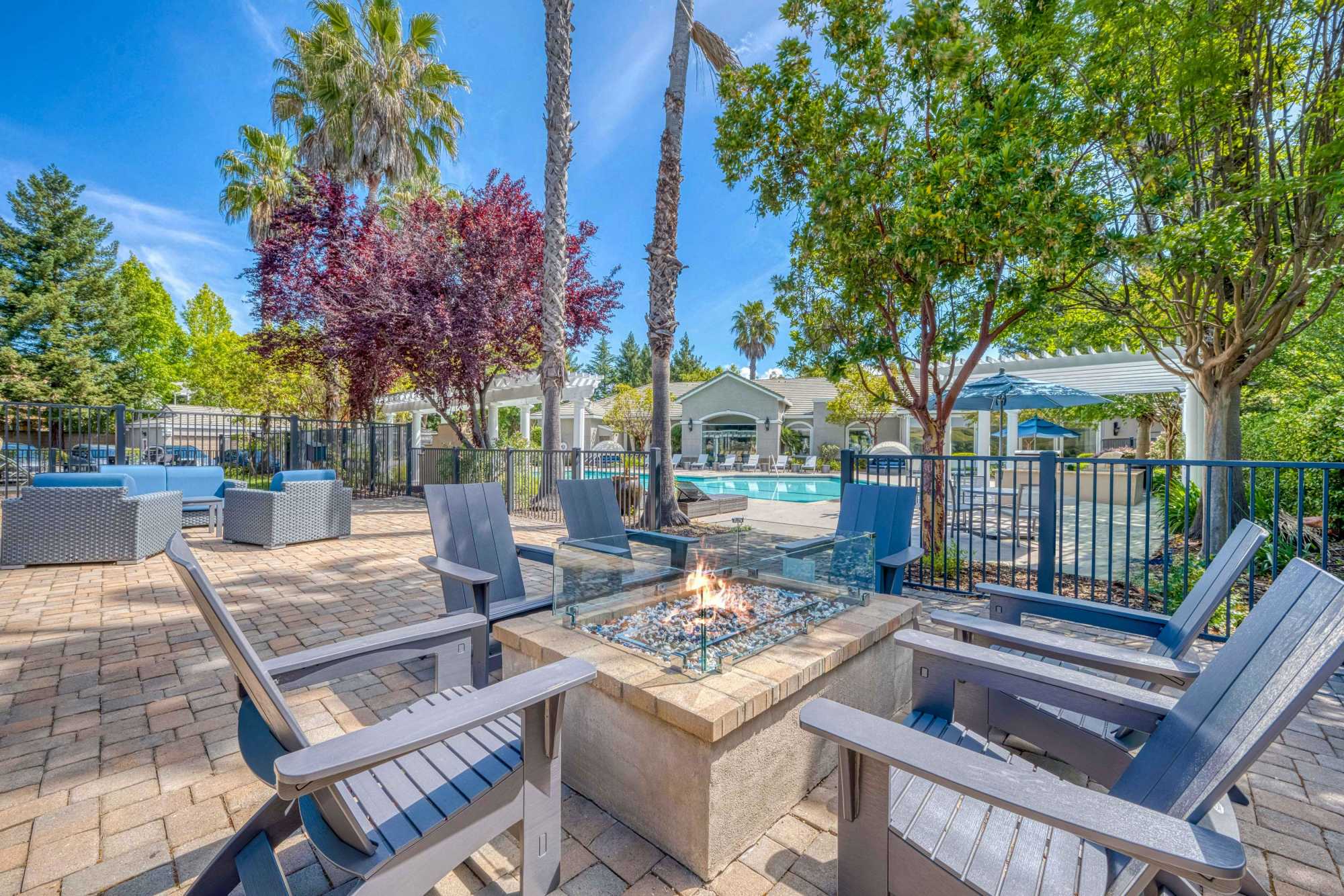 Fire Pit Lounge at Hawthorn Village Apartments in Napa, California