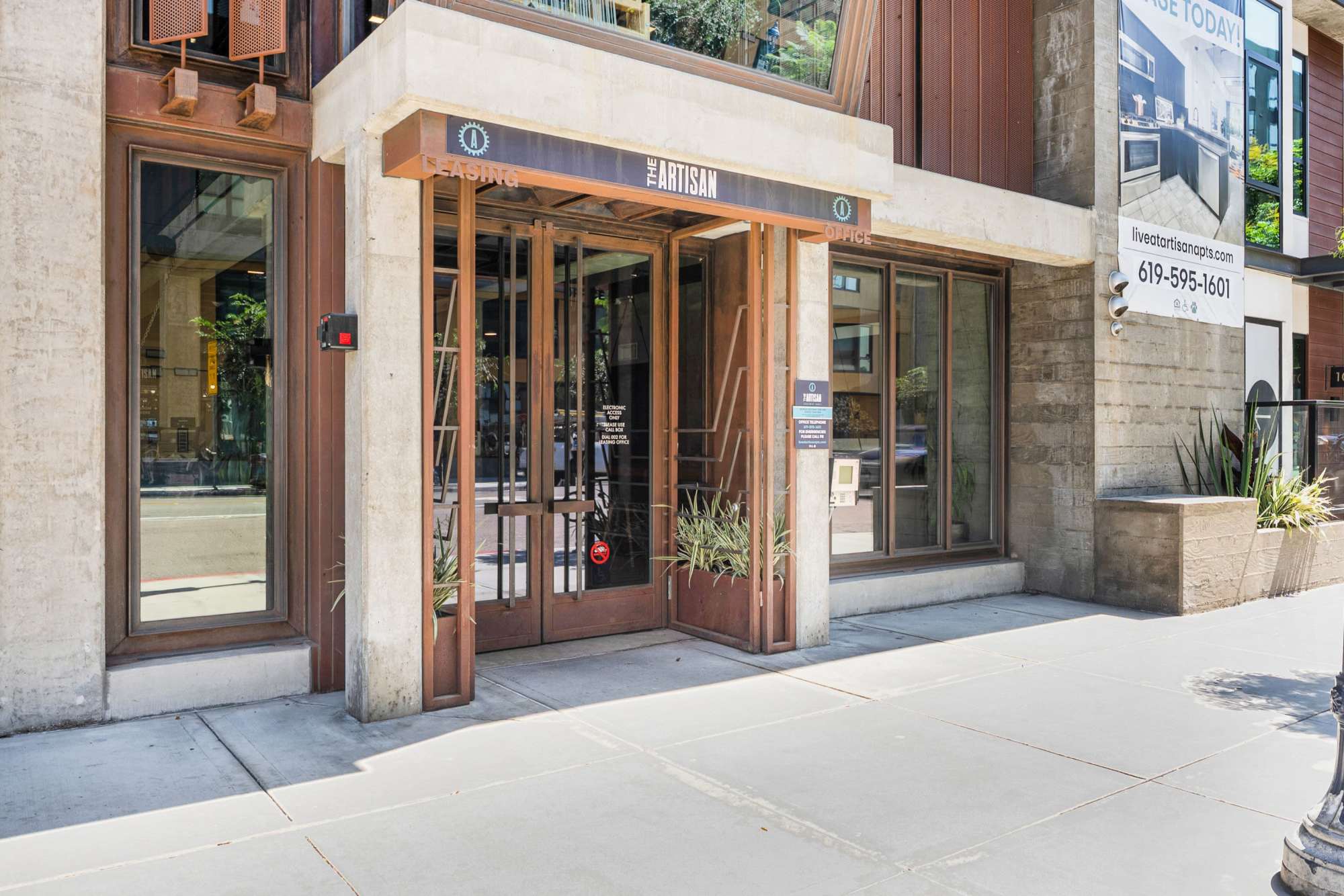 Entrance to leasing office at The Artisan in San Diego, California