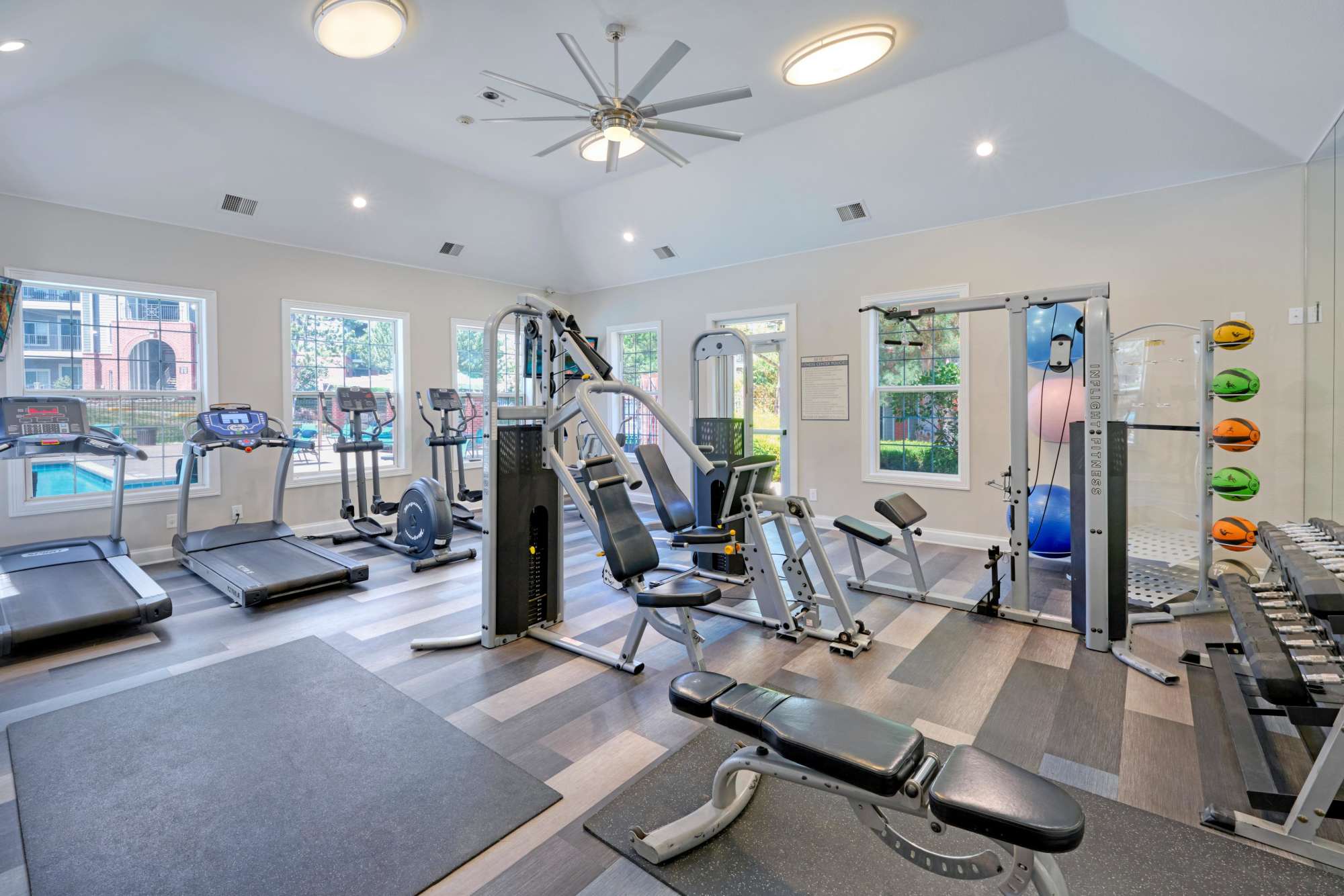 Fitness center at Skyecrest Apartments in Lakewood, Colorado
