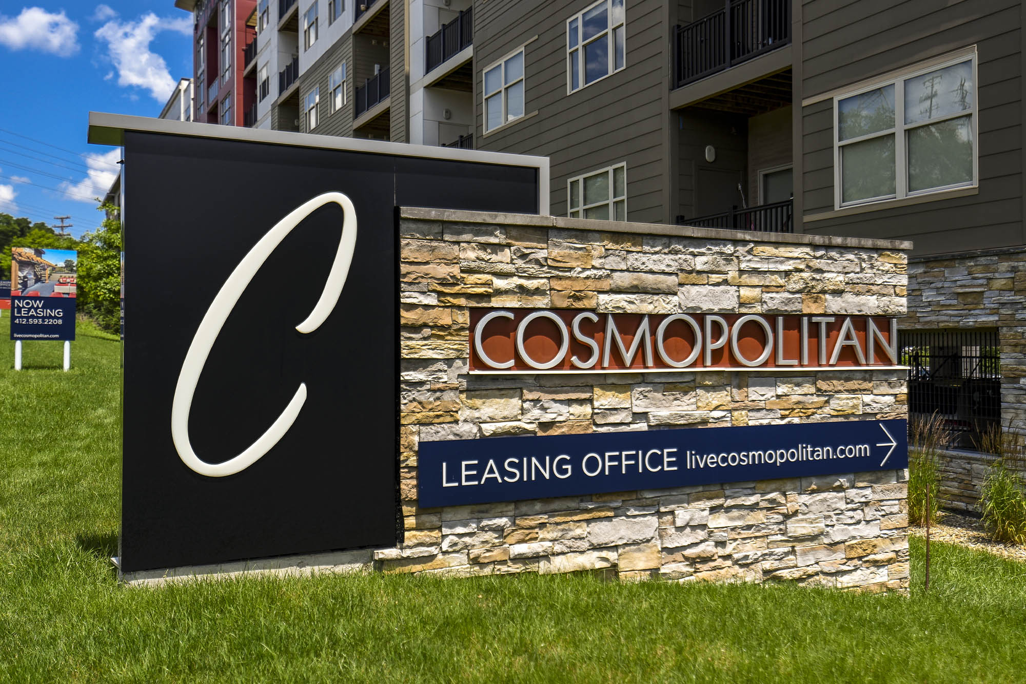 signage at Cosmopolitan Apartments in Pittsburgh, Pennsylvania