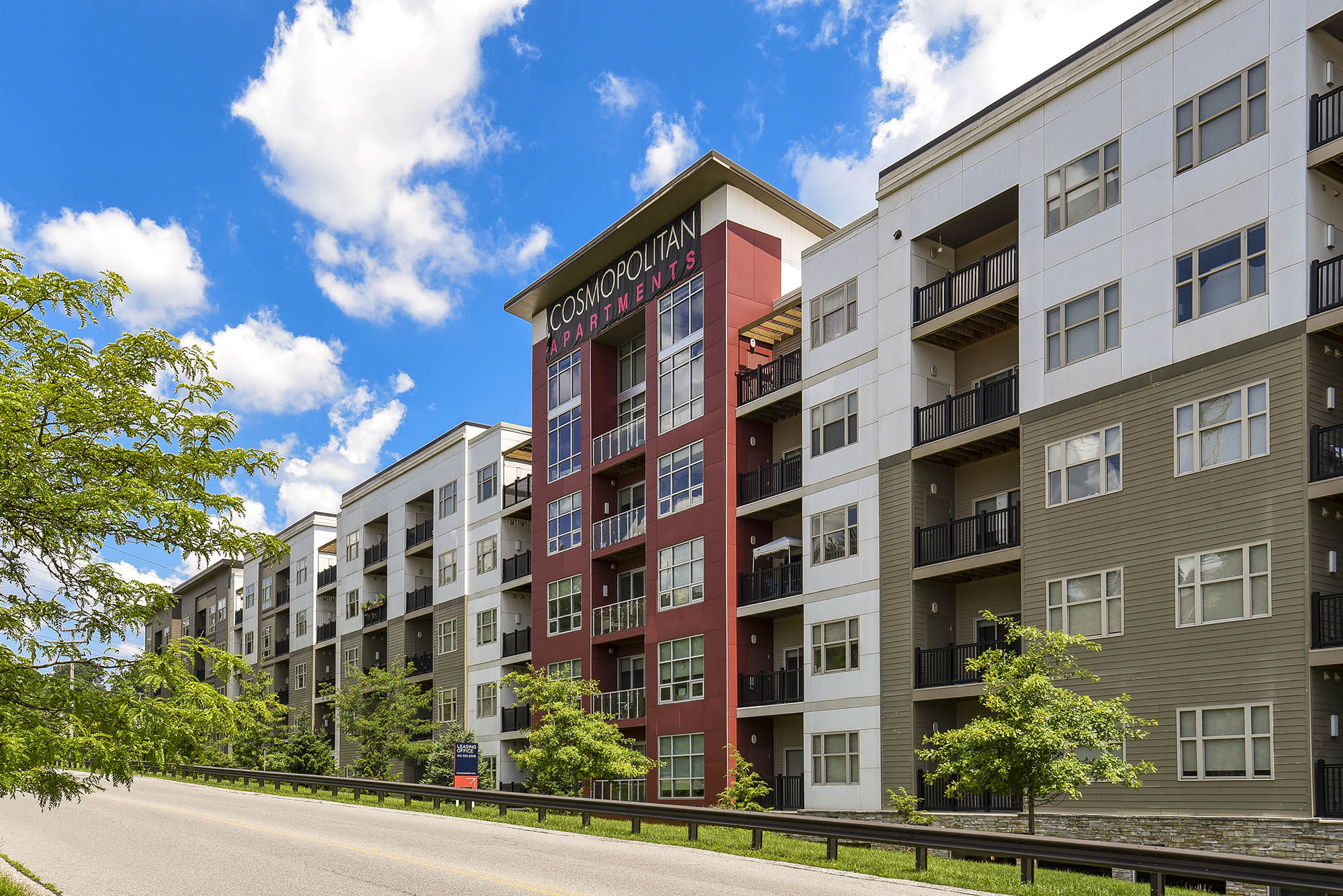 exterior view of Cosmopolitan Apartments in Pittsburgh, Pennsylvania