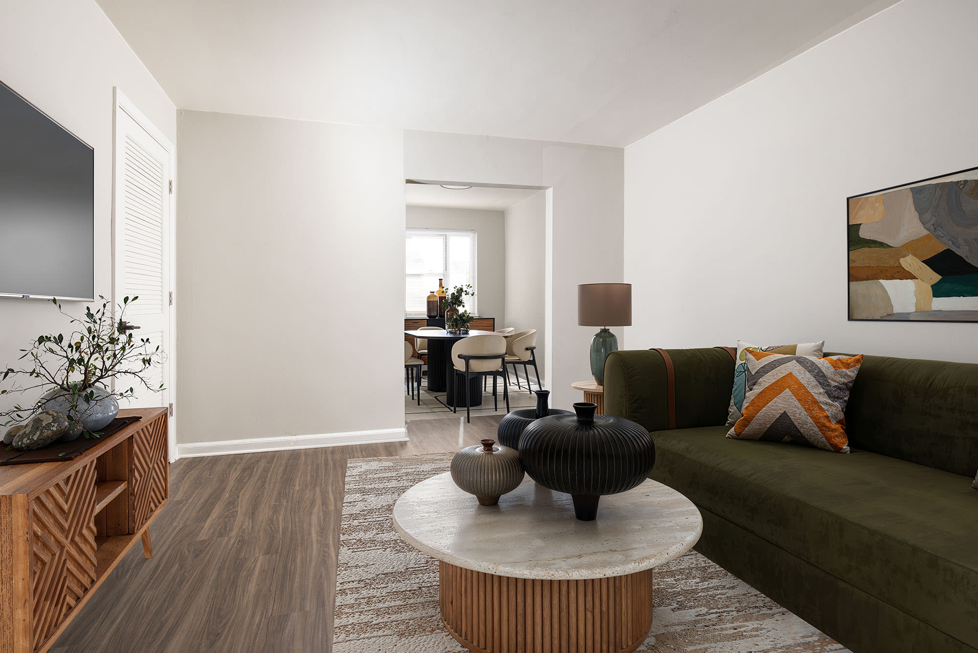 living room at The Woodlands in Belleville, New Jersey