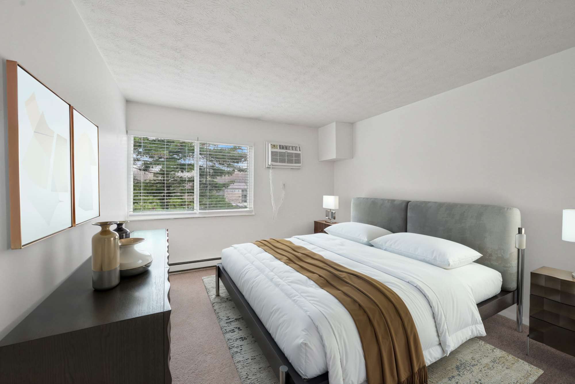 Bedroom with carpeting at Pointe at Northern Woods in Columbus, Ohio