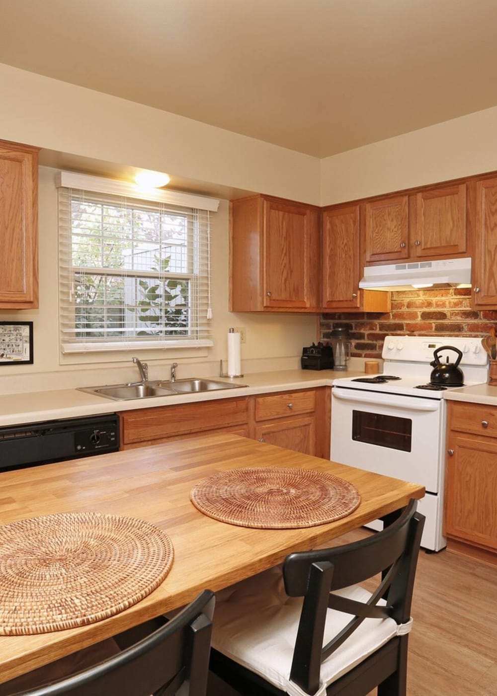 Kitchen area of a model home at River Oaks in Pittsburgh, Pennsylvania