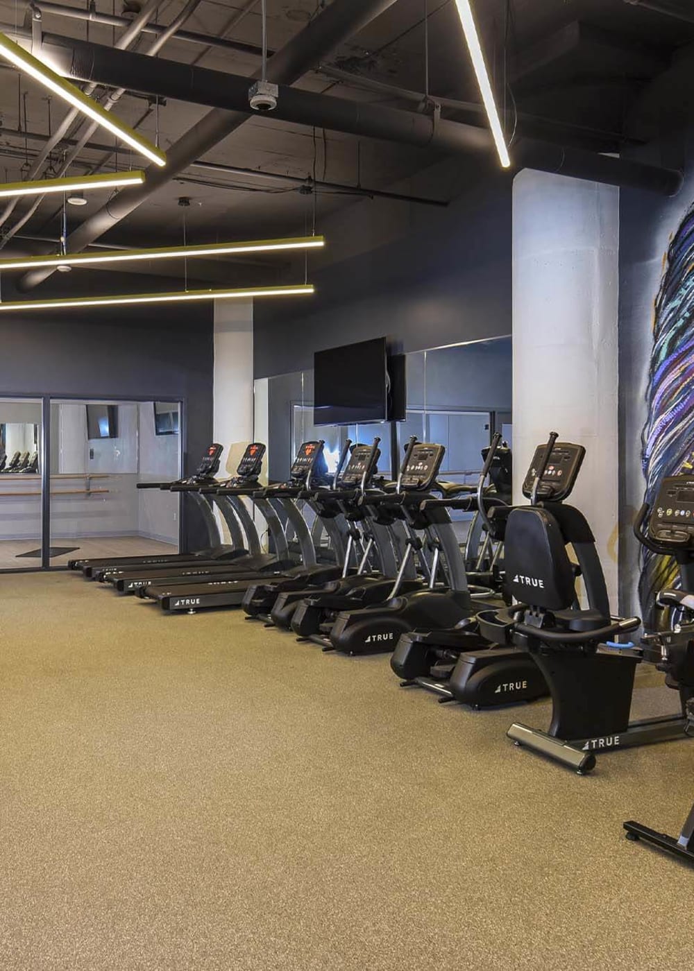 Fitness center at Terminal 21 in Pittsburgh, Pennsylvania