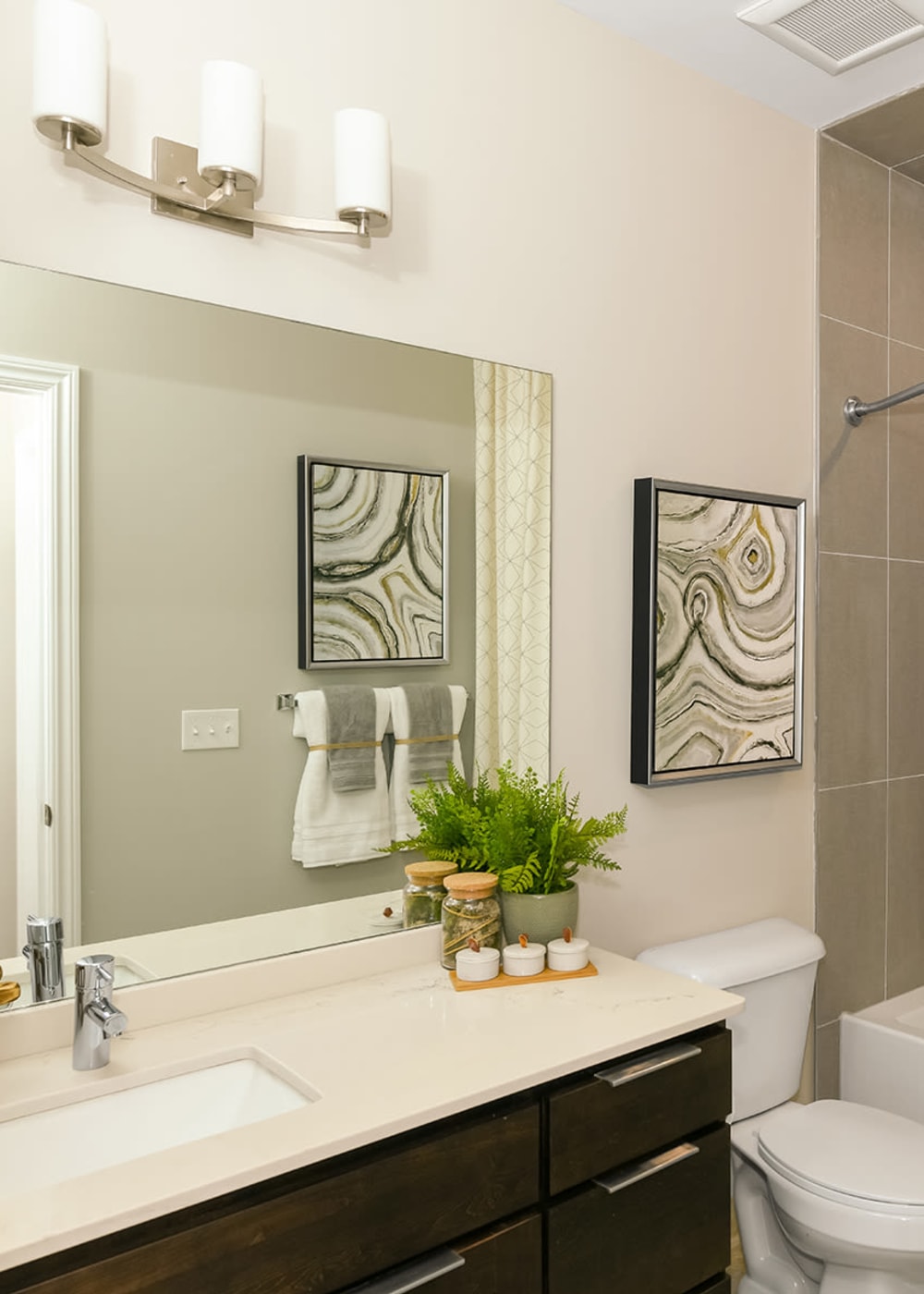 Bathroom with luxury details at Encore Townhomes in Utica, Michigan