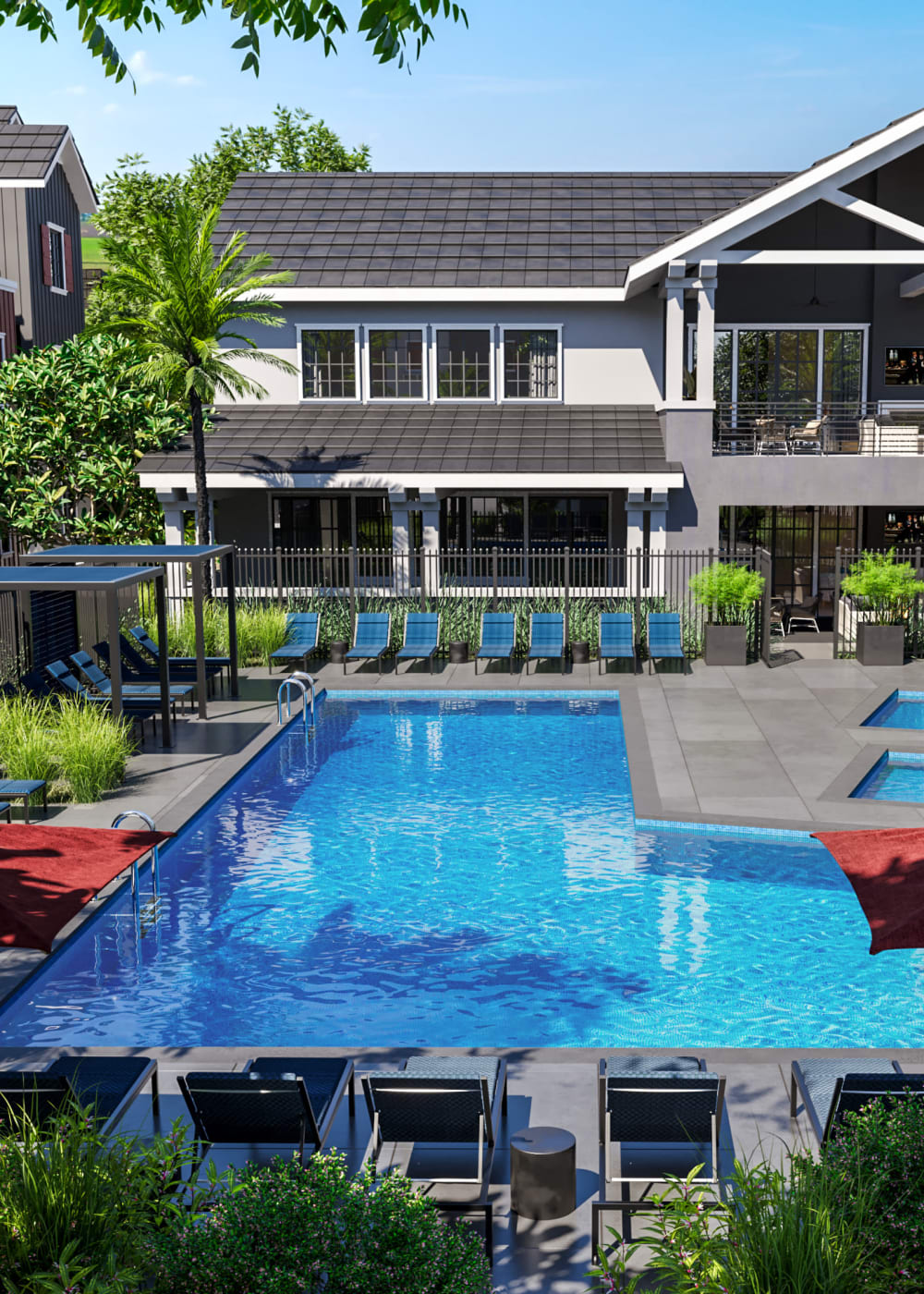 Pool next to the leasing office at Atwell at Folsom Ranch in Folsom, California